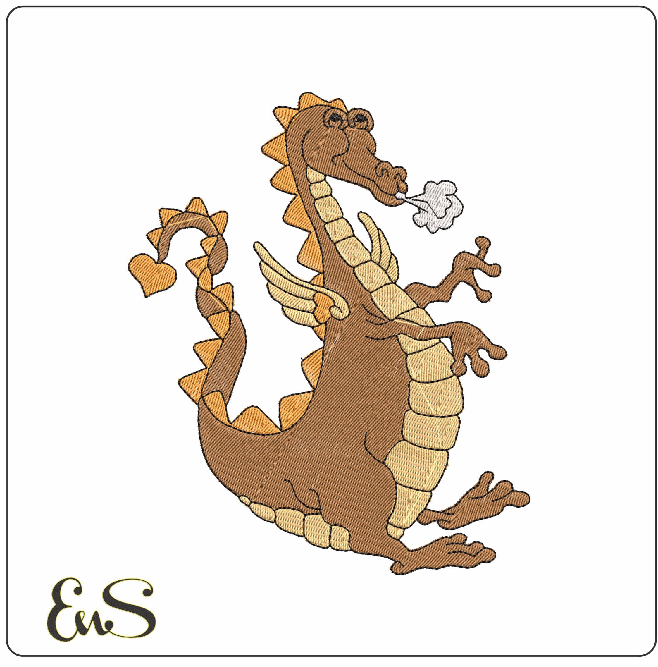 DRAGONL - Elegant embroidery design file - instant download