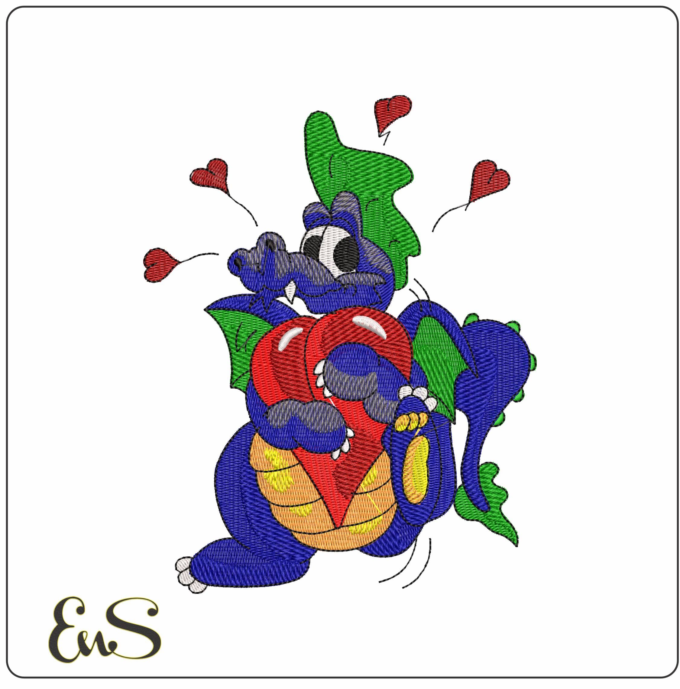 DragonLove - Elegant embroidery design file - instant download