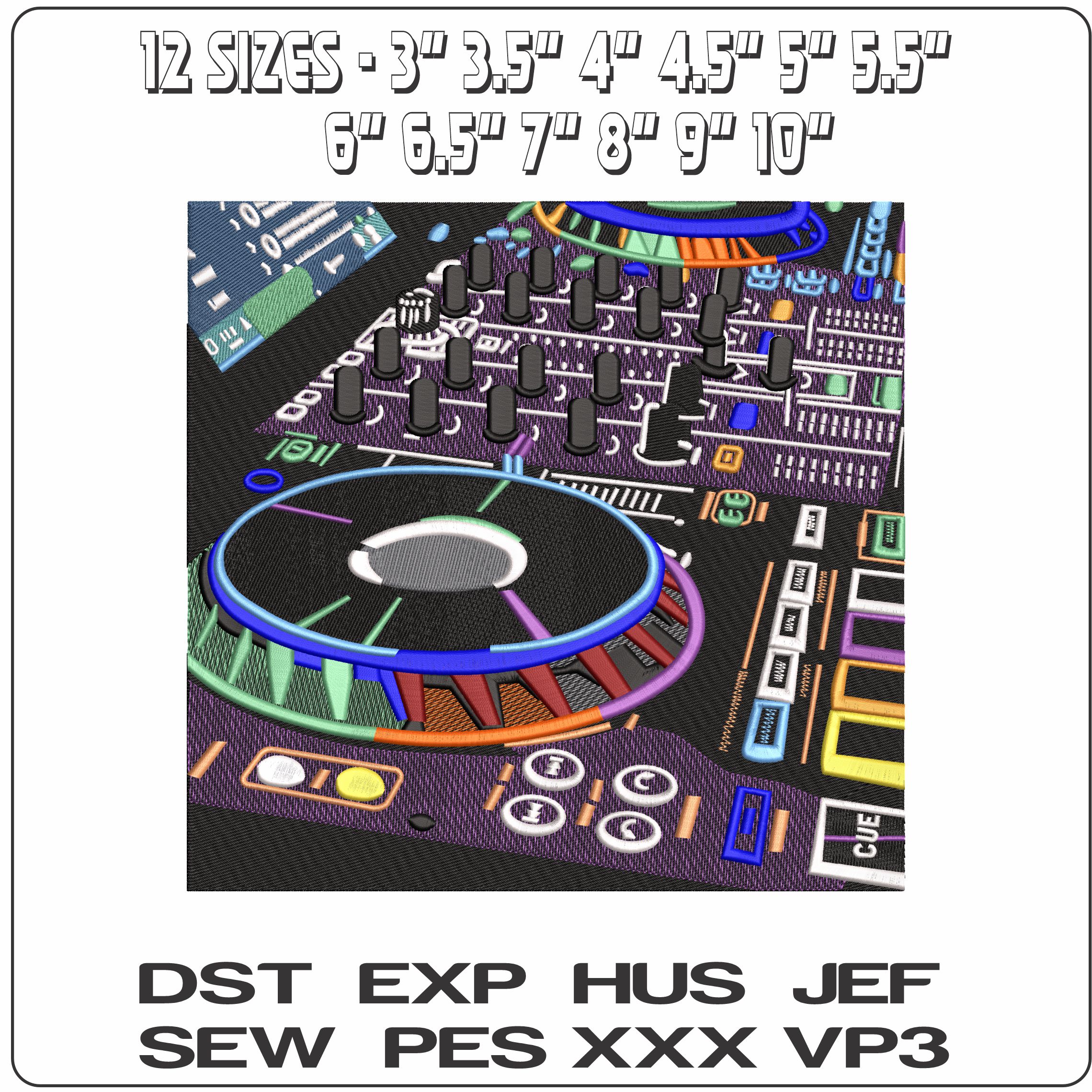 Electronics DJ Deck  - Elegant embroidery design file - instant download — view 2