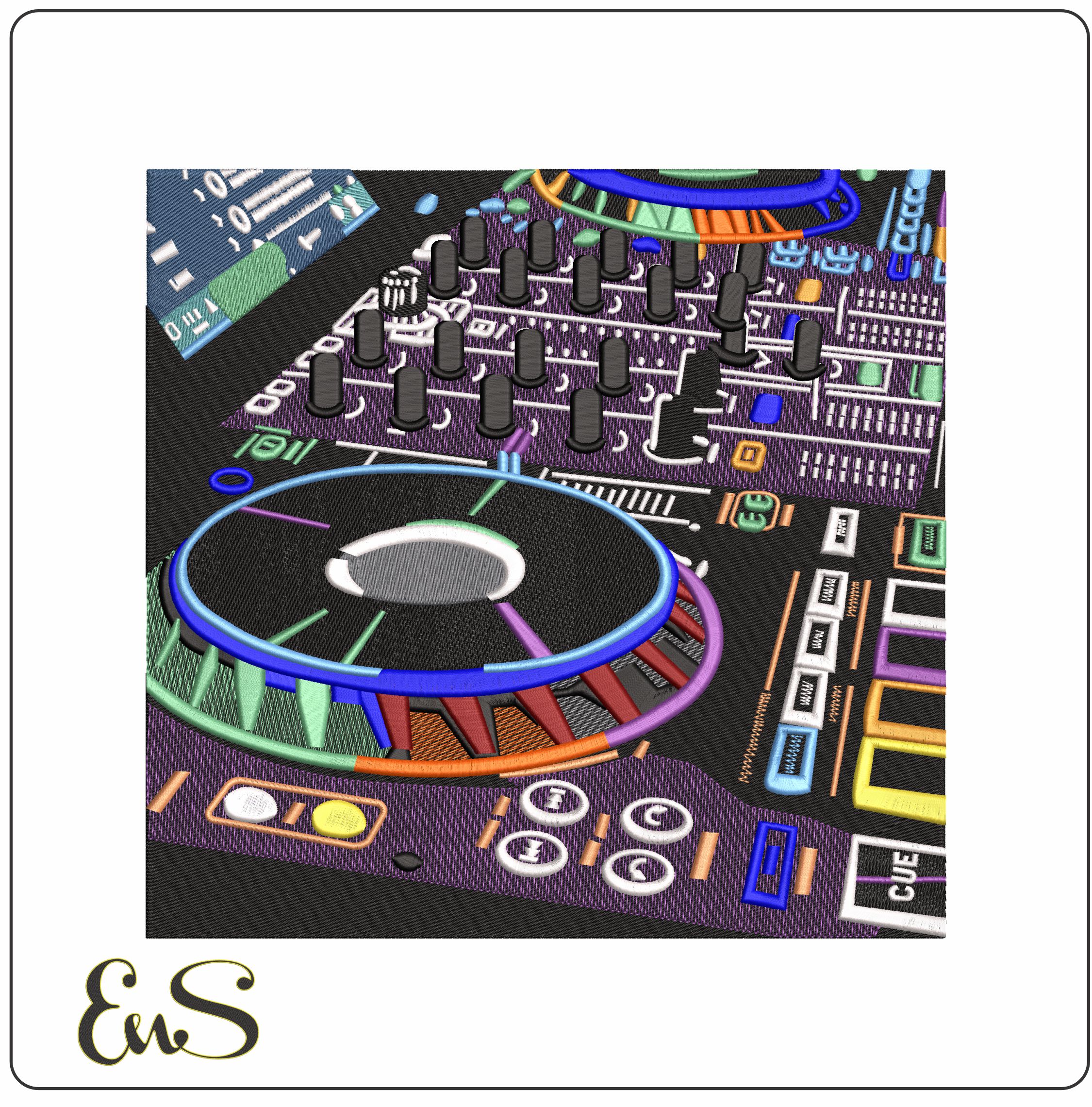 Electronics DJ Deck  - Elegant embroidery design file - instant download