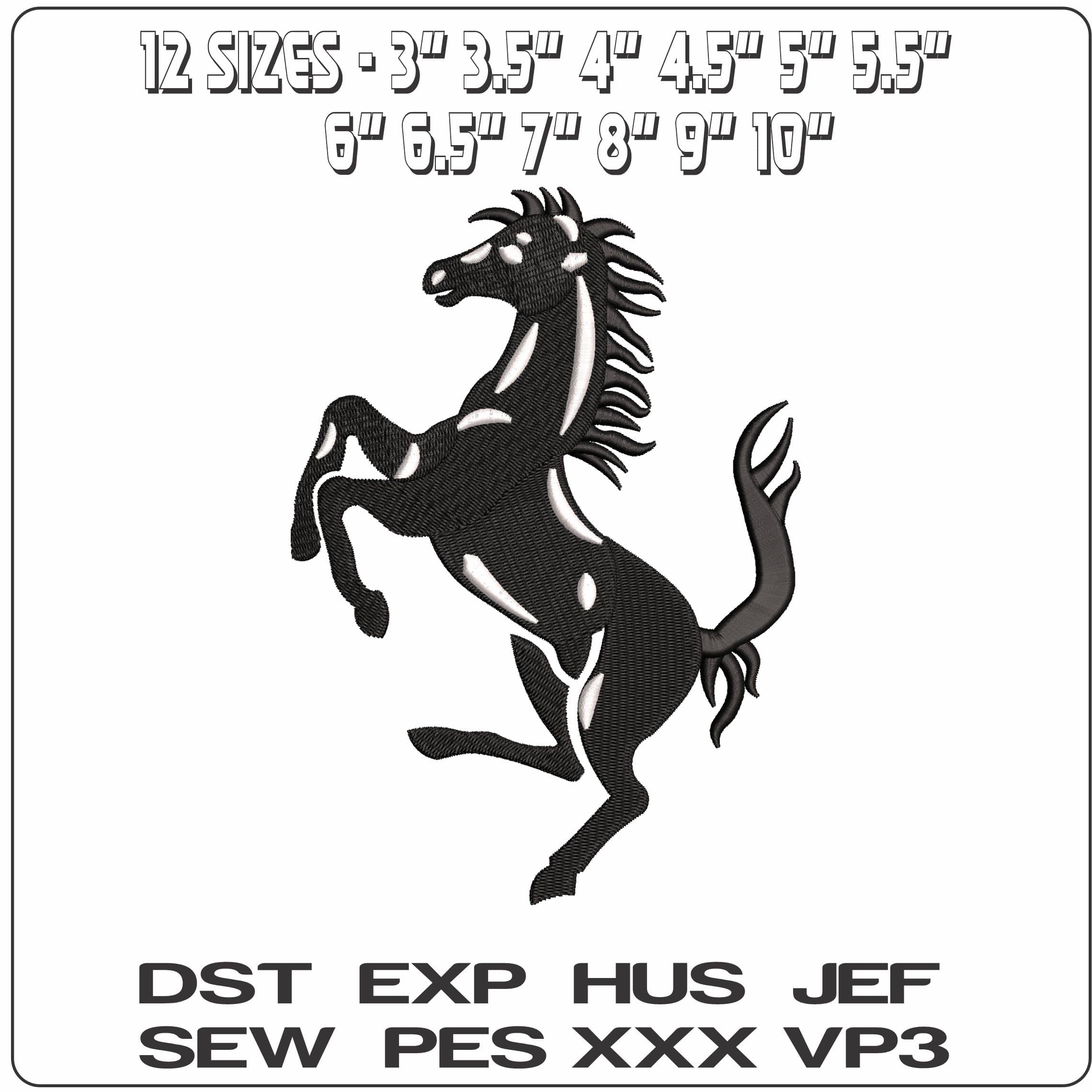 Ferrari Horse  - Elegant embroidery design file - instant download — view 2
