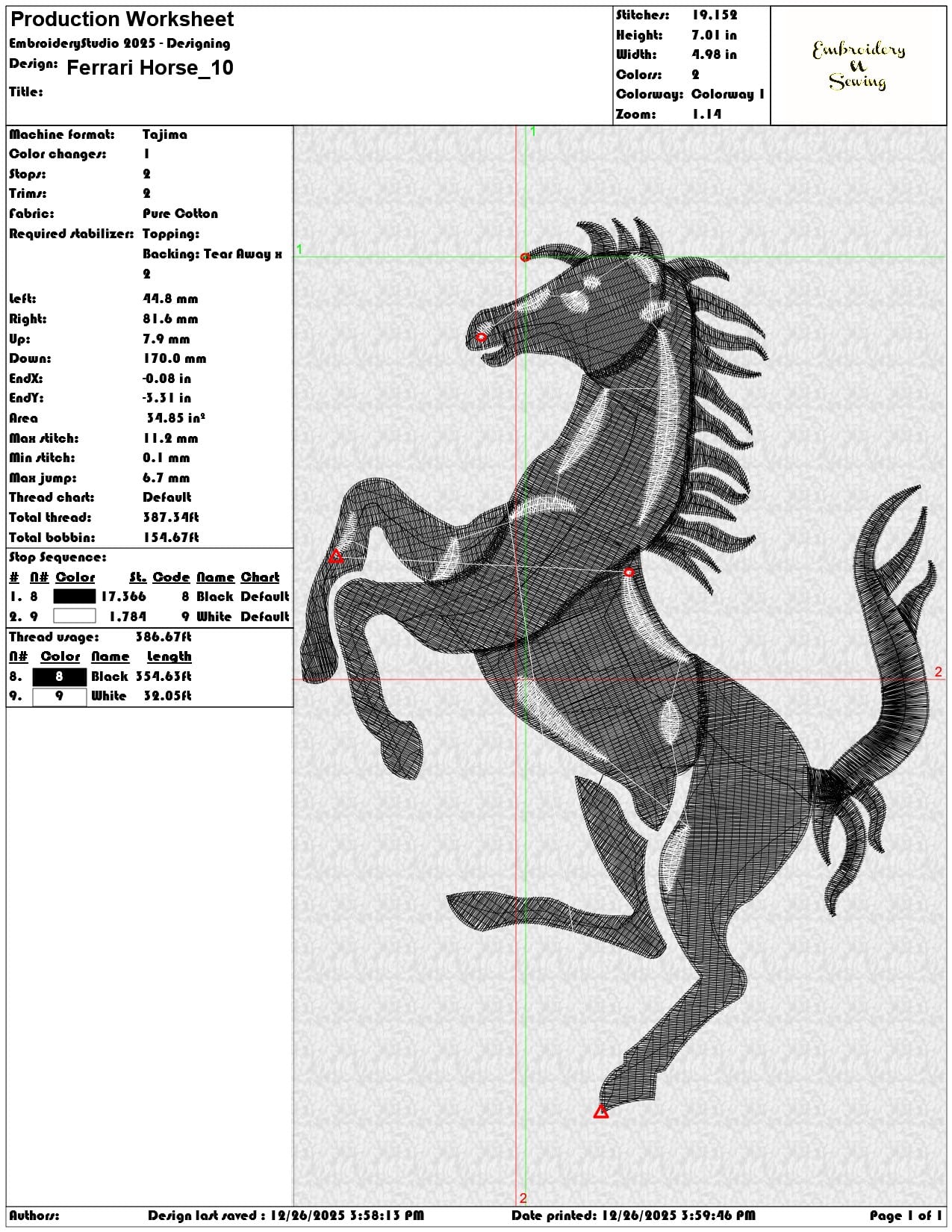 Ferrari Horse  - Elegant embroidery design file - instant download — view 3