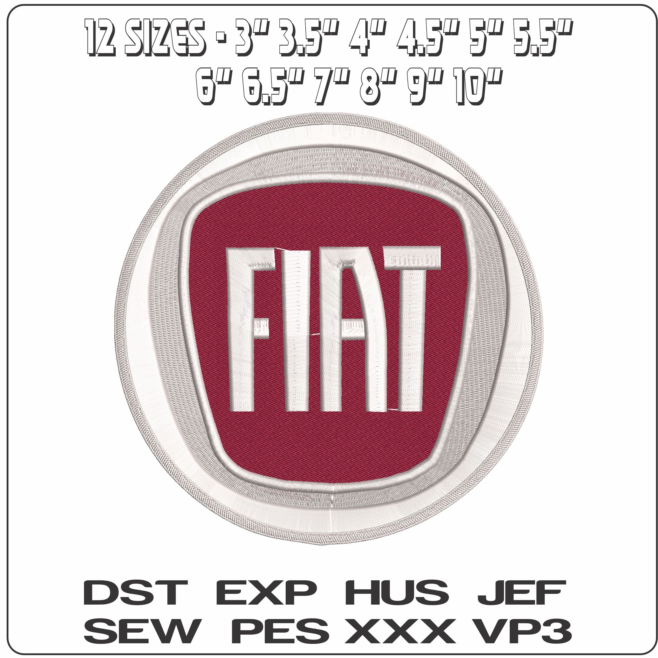 Fiat  - Elegant embroidery design file - instant download — view 2