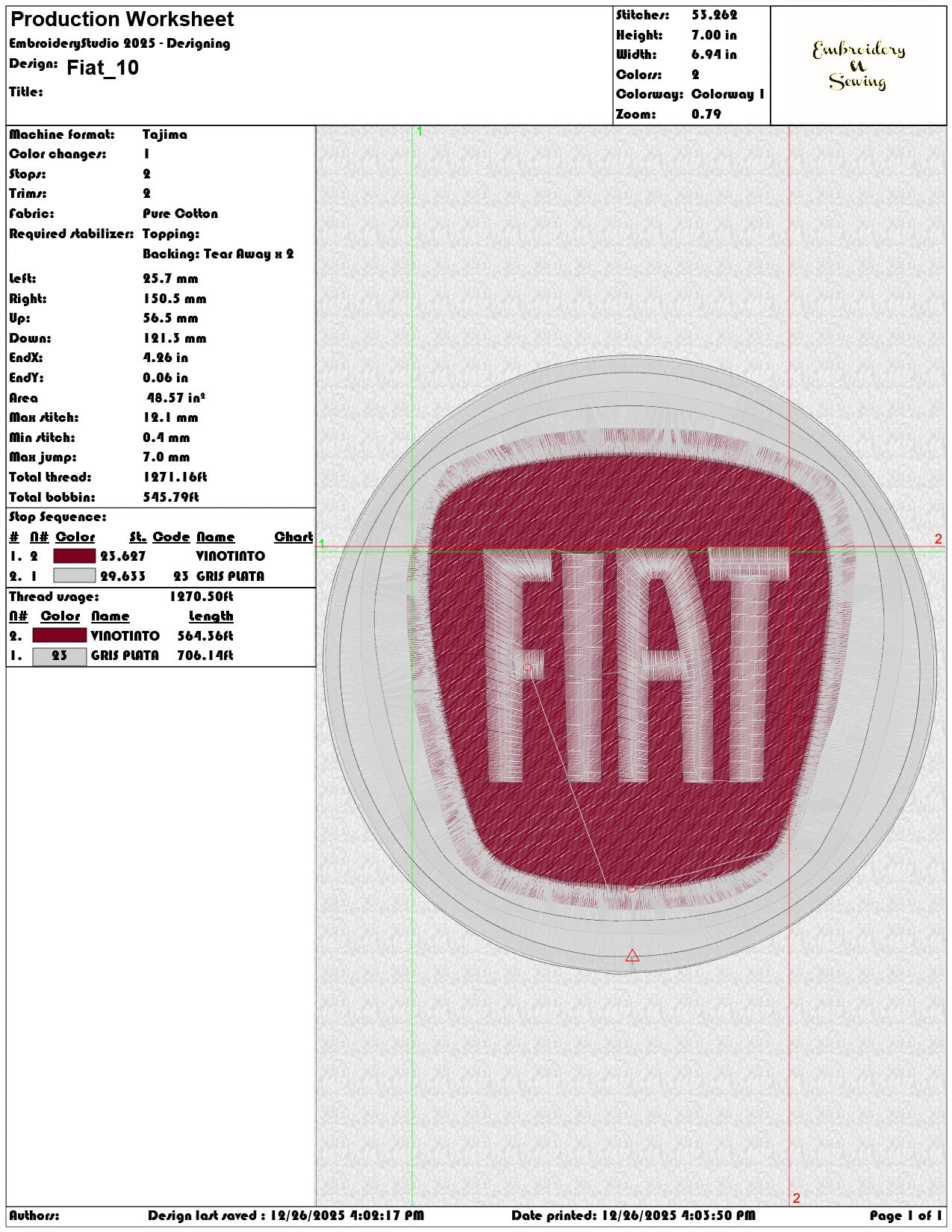 Fiat  - Elegant embroidery design file - instant download — view 3