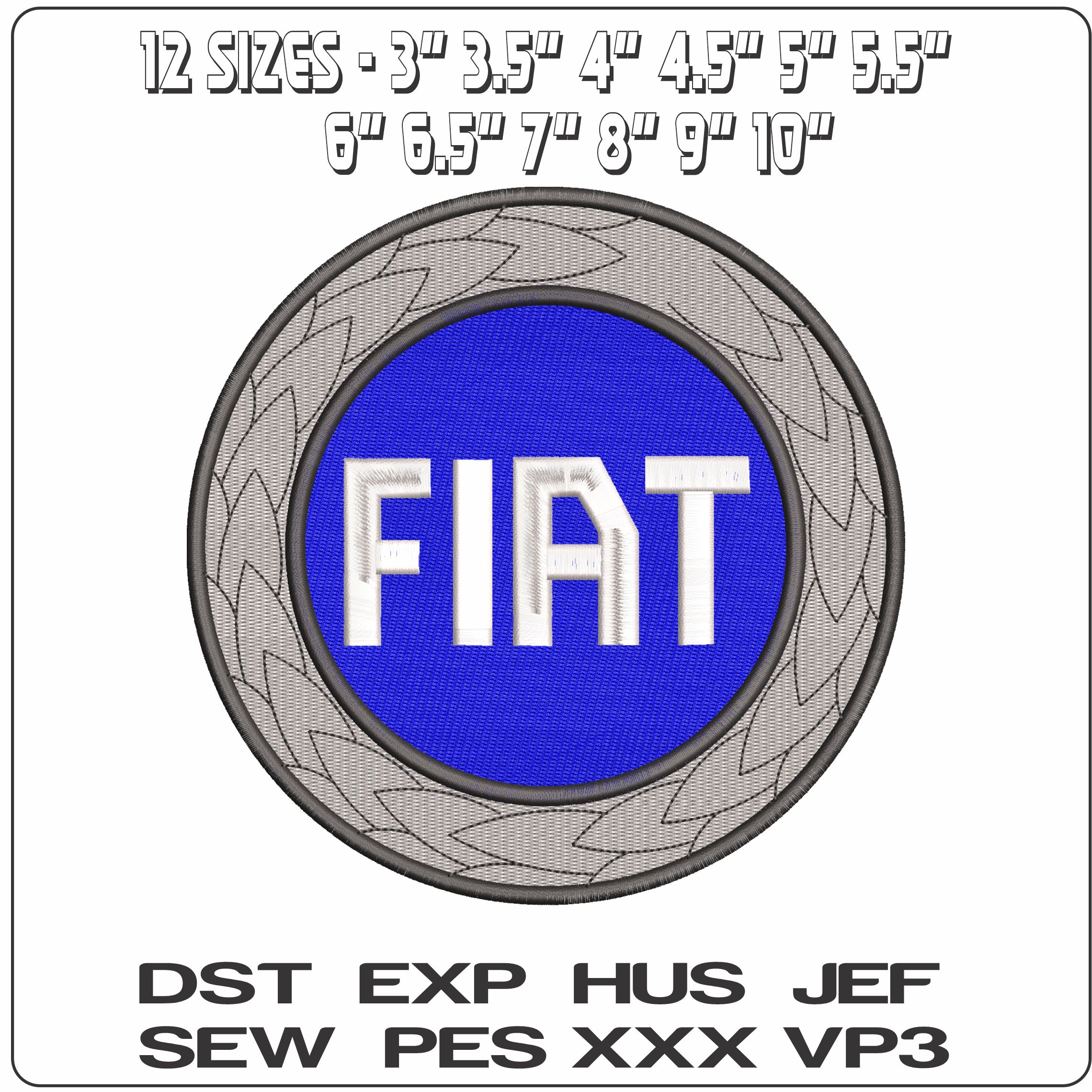 Fiat with Laurel  - Elegant embroidery design file - instant download — view 2