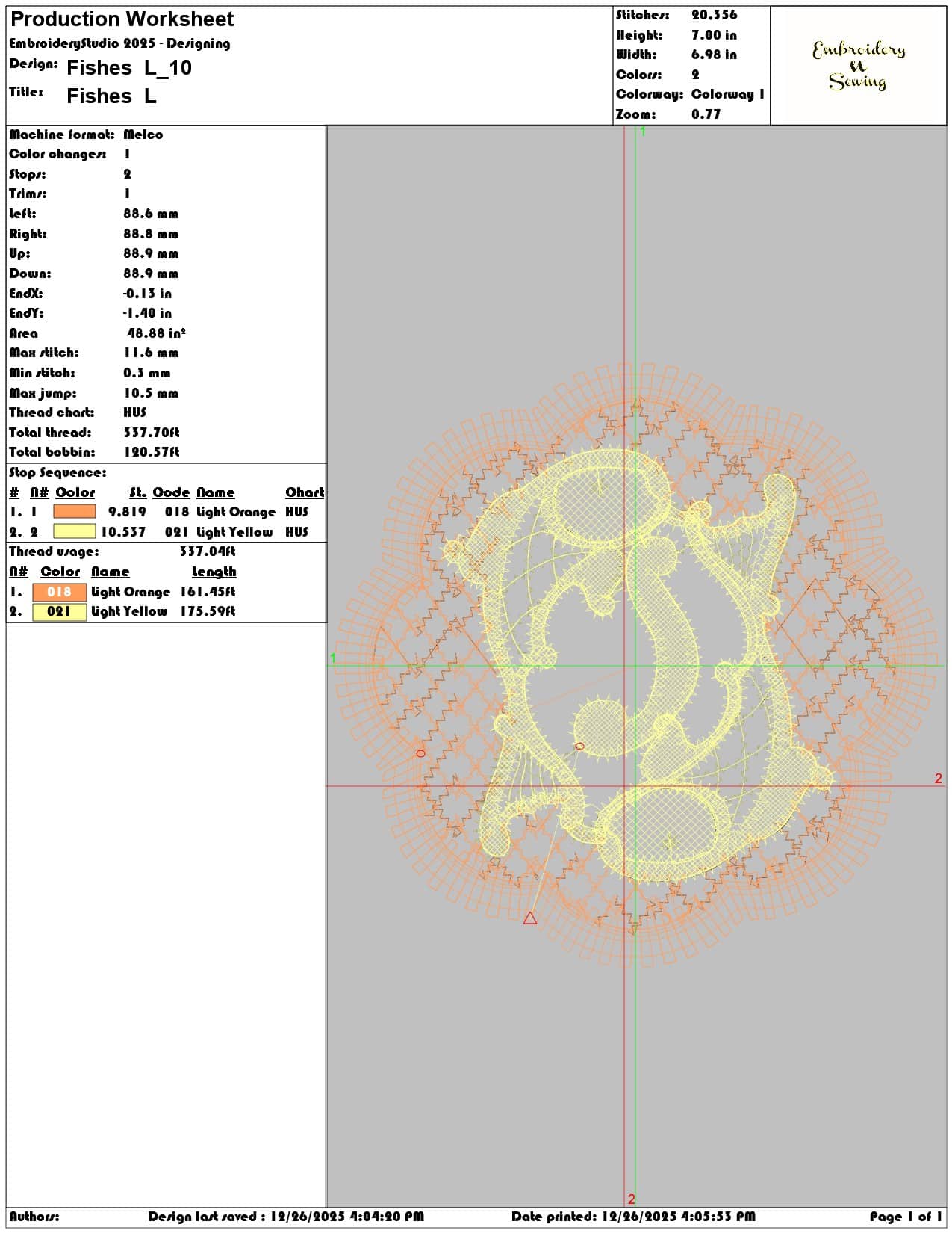Fishes L  - Elegant embroidery design file - instant download — view 3