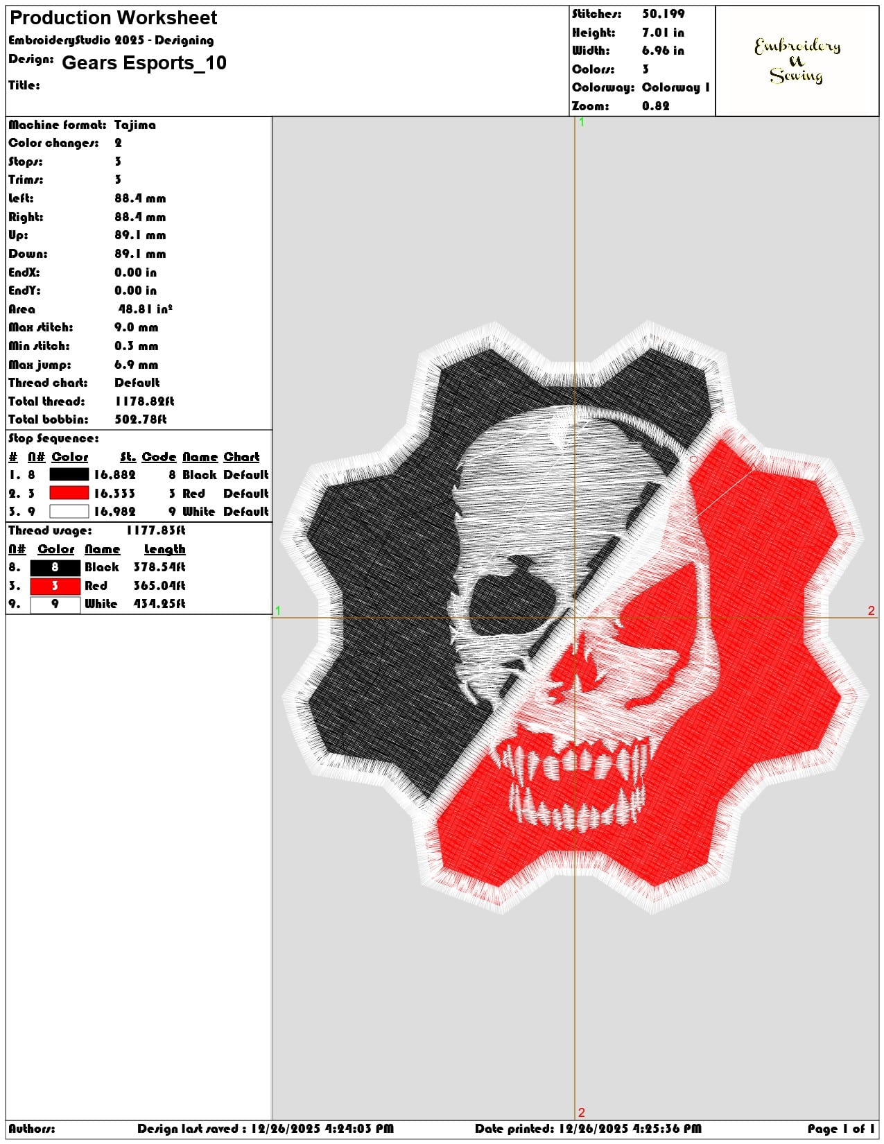 Gears Esports  - Elegant embroidery design file - instant download — view 3