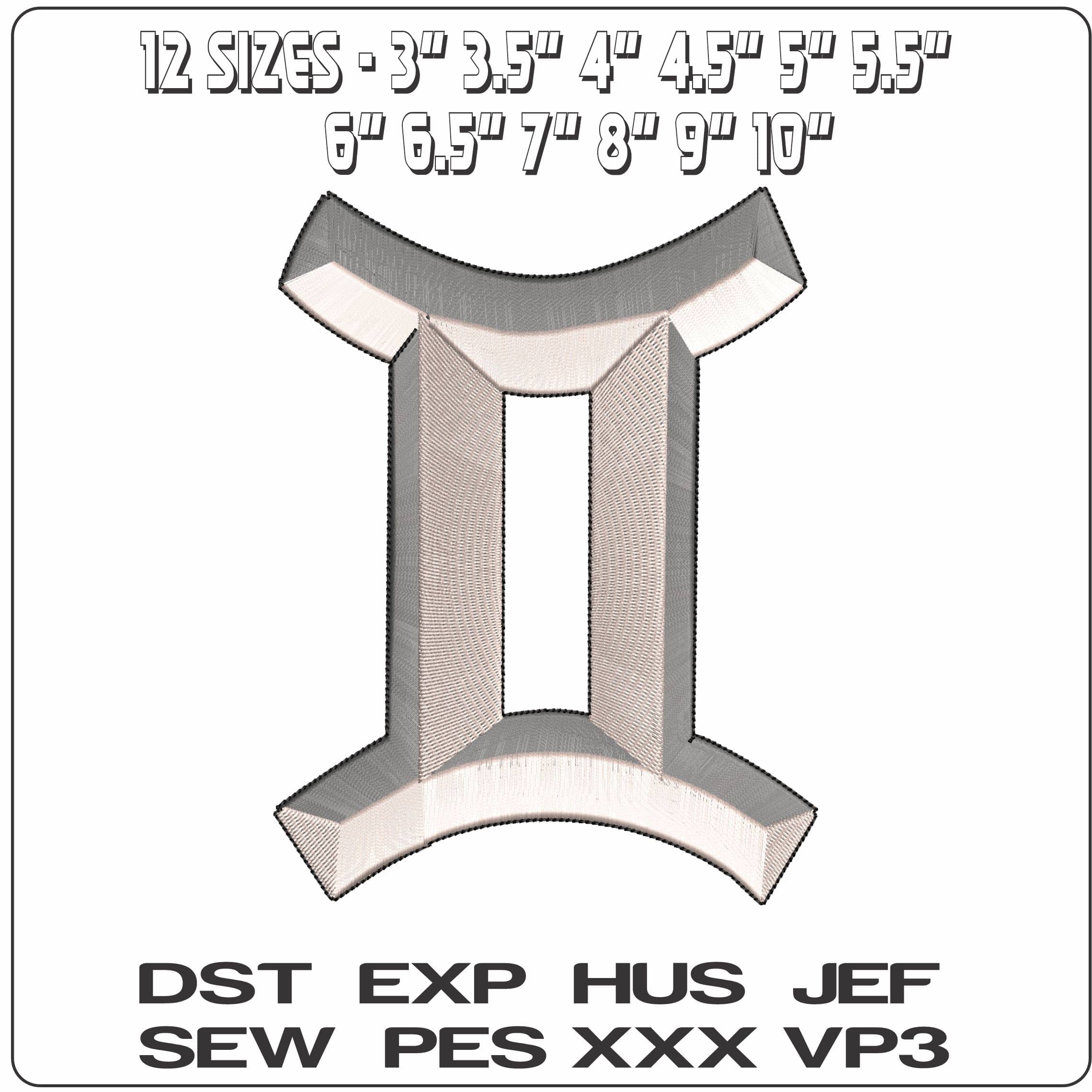 Gemini Symbol Zodiac  - Elegant embroidery design file - instant download — view 2