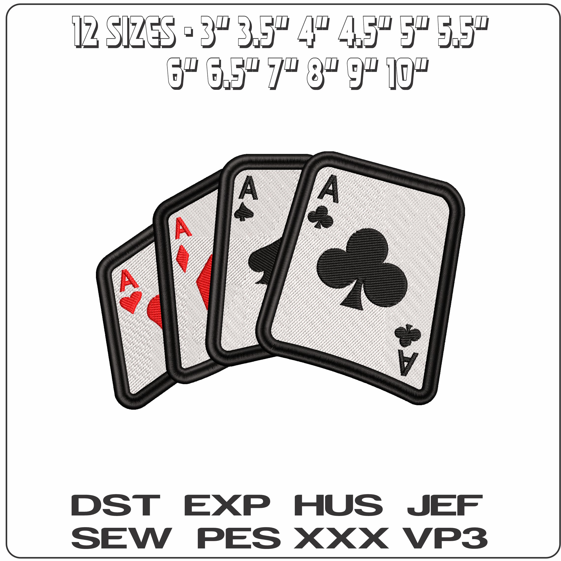 4 Aces Color  - Elegant embroidery design file - instant download — view 2