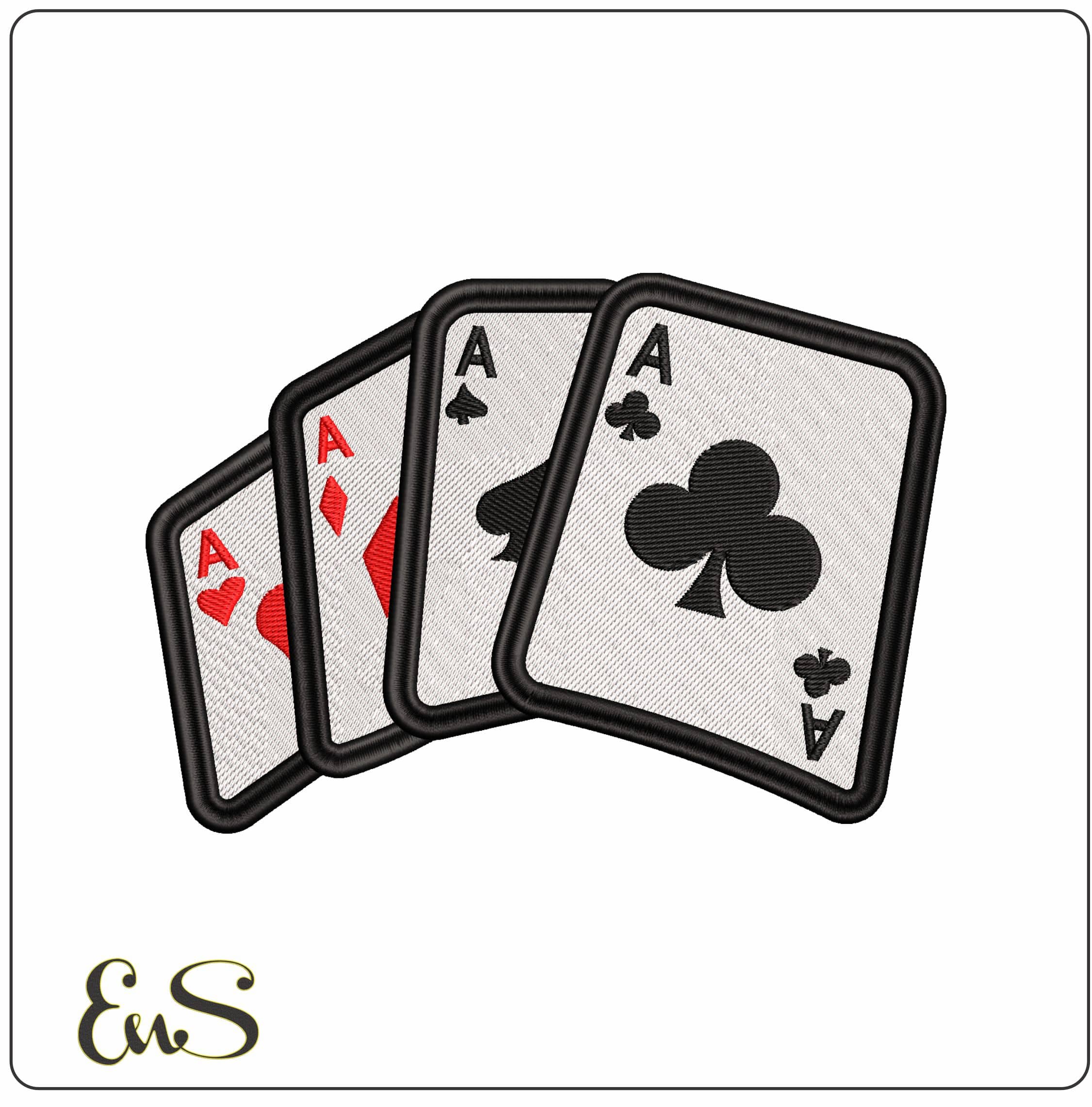 4 Aces Color  - Elegant embroidery design file - instant download