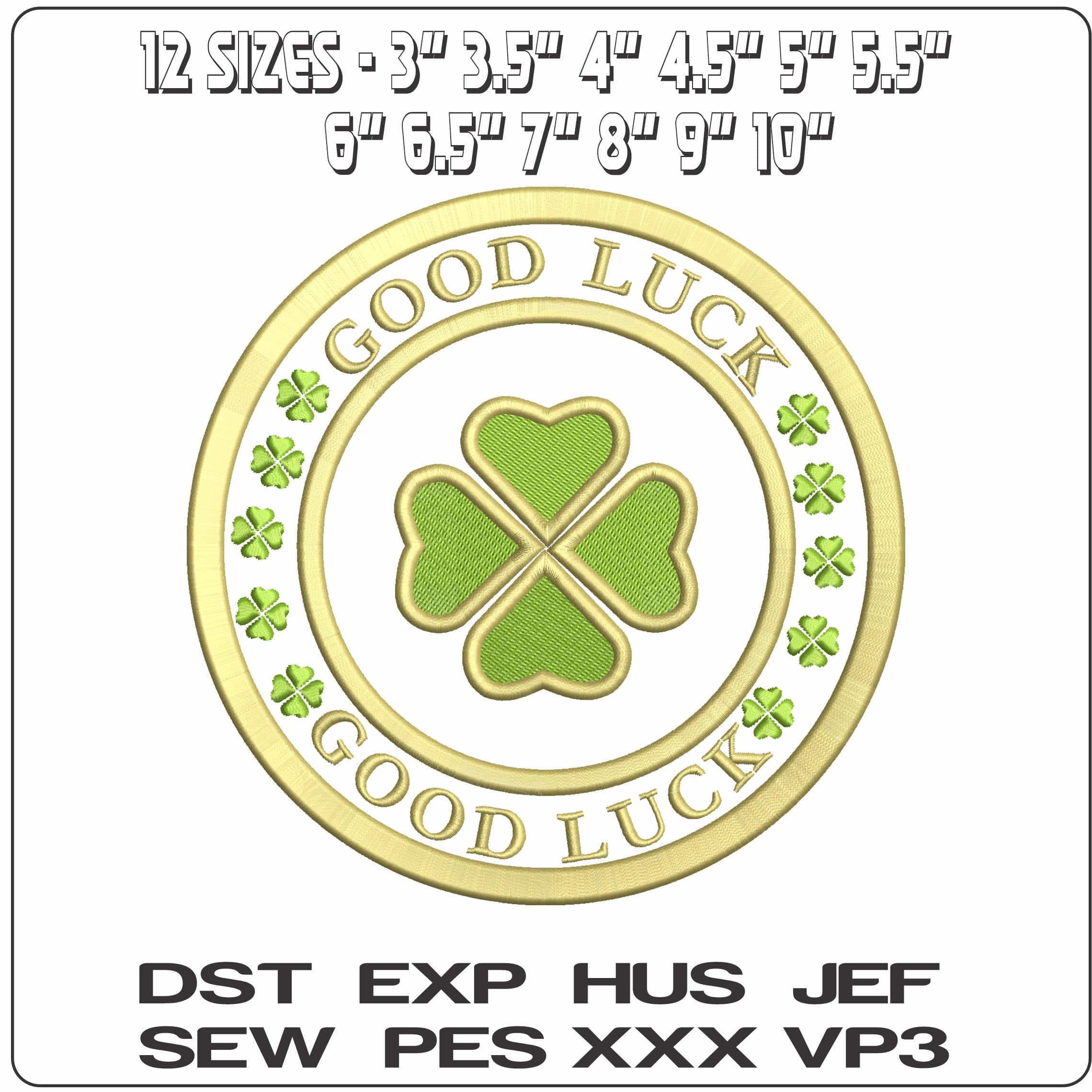 4 Leaf Clover Good Luck  - Elegant embroidery design file - instant download — view 2