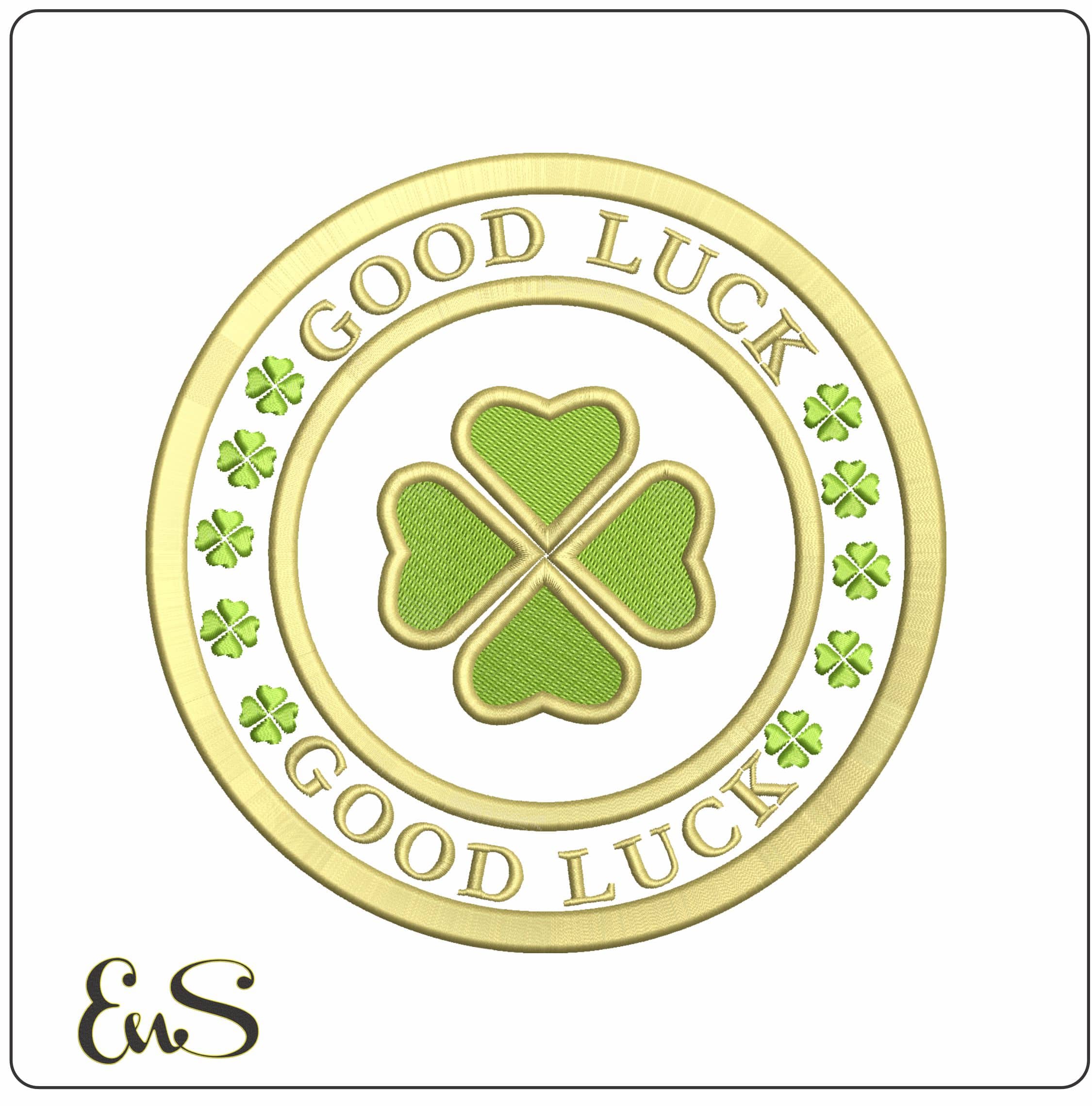 4 Leaf Clover Good Luck  - Elegant embroidery design file - instant download
