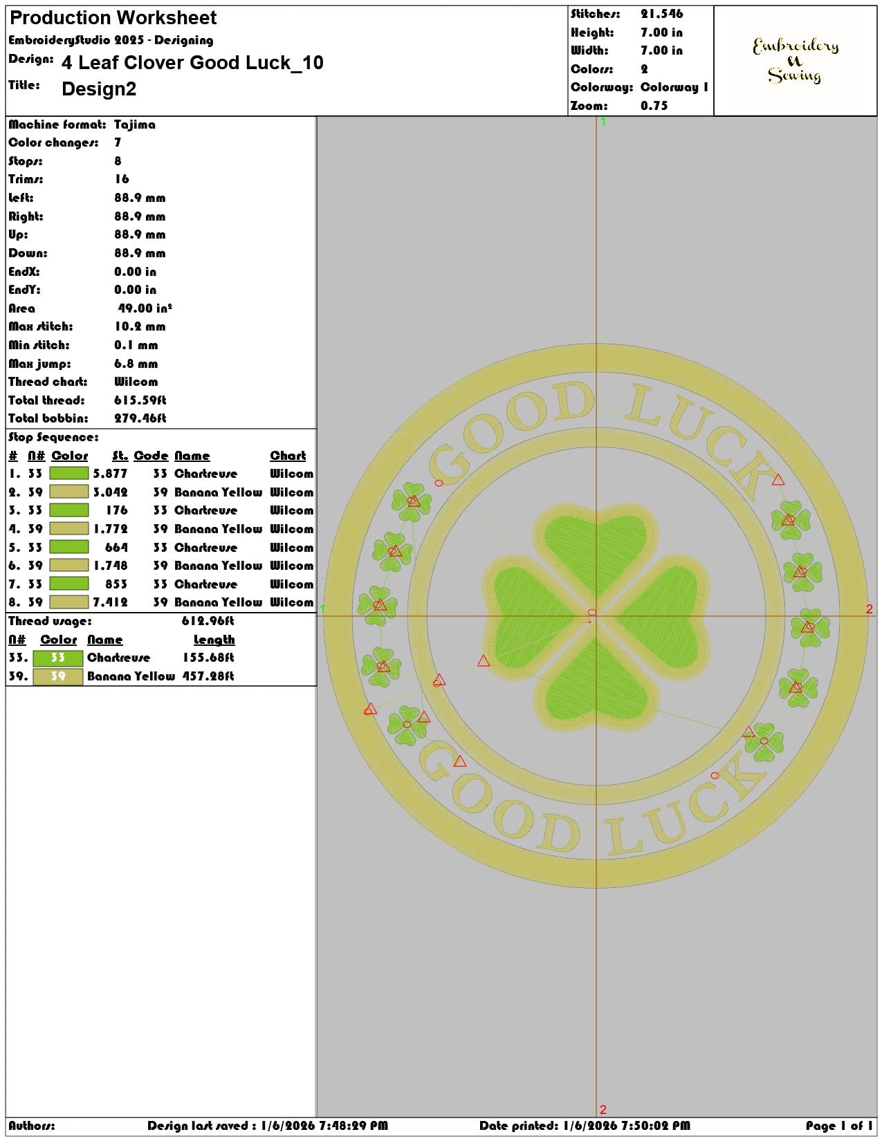 4 Leaf Clover Good Luck  - Elegant embroidery design file - instant download — view 3