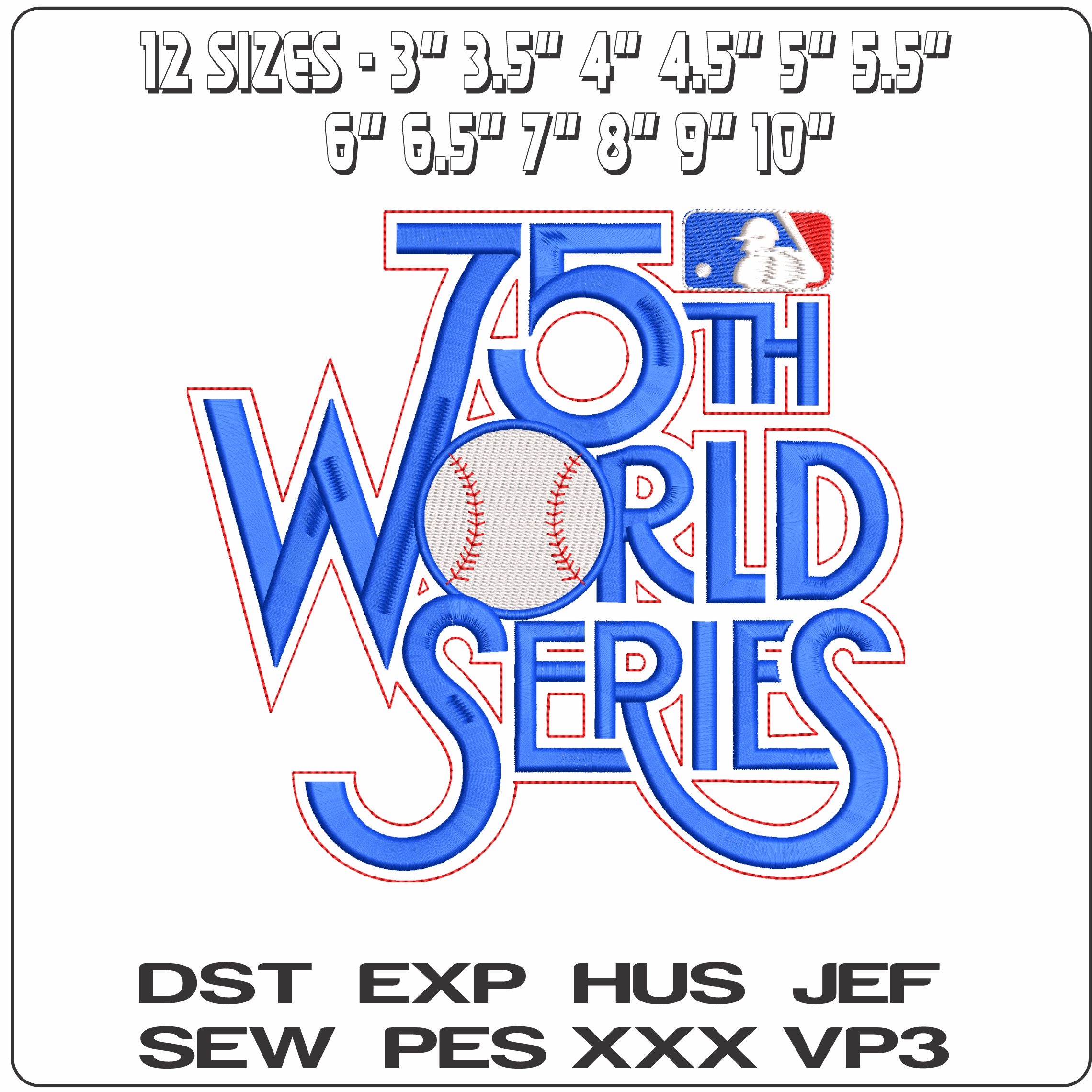 75 th World Series  - Elegant embroidery design file - instant download — view 2