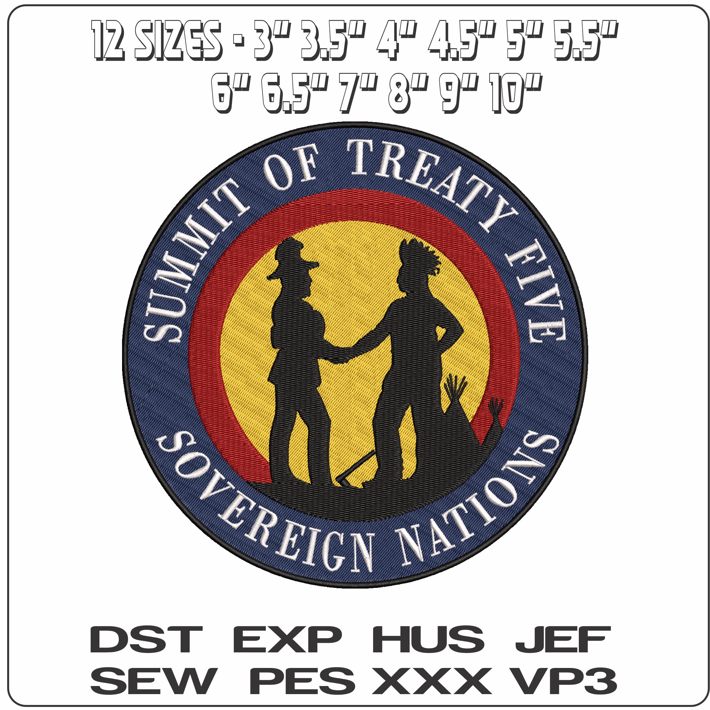 1876 5 Sovereign Nation Summit Patch  - Elegant embroidery design file - instant download — view 2