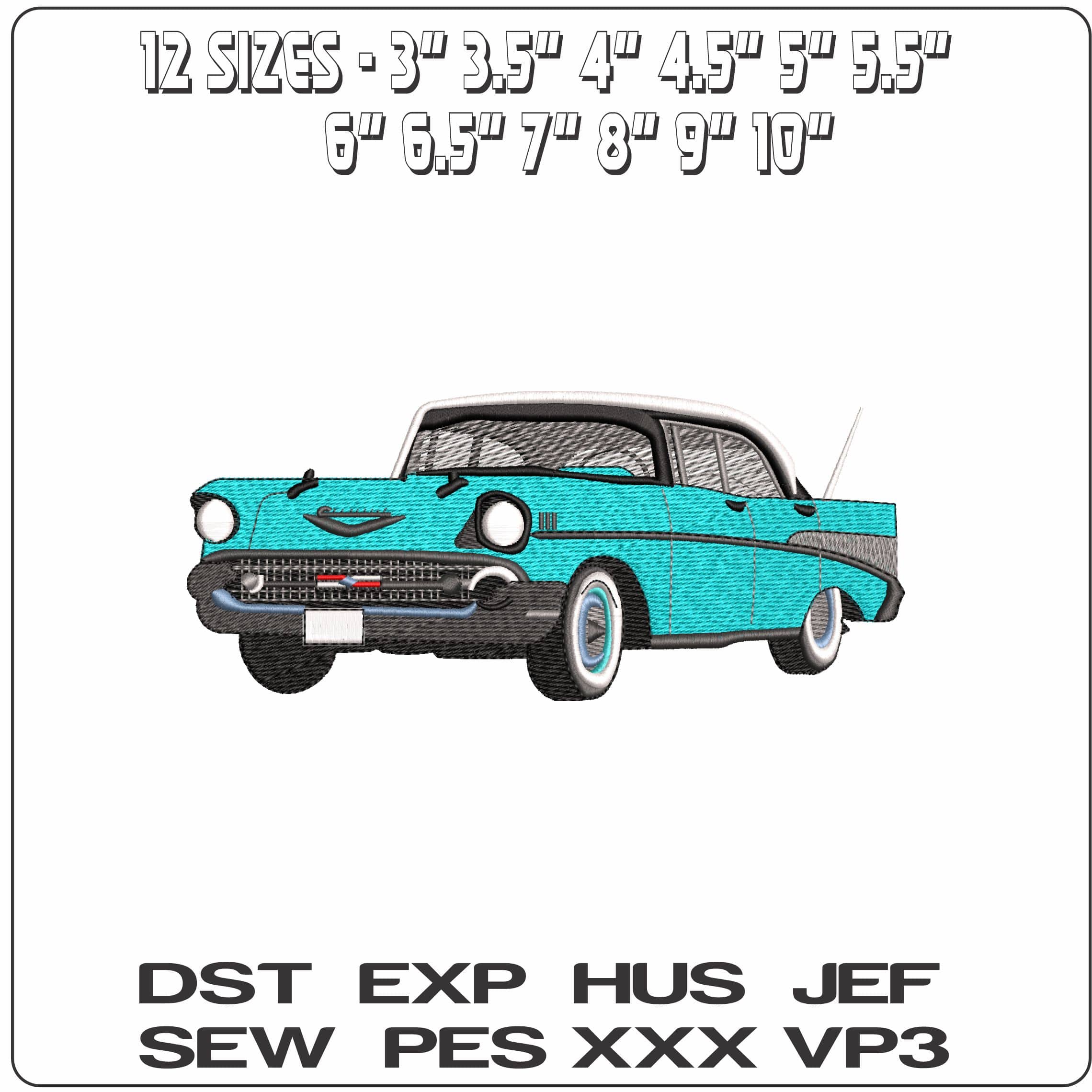 1957 Chevy Bel Air - Elegant embroidery design file - instant download — view 2