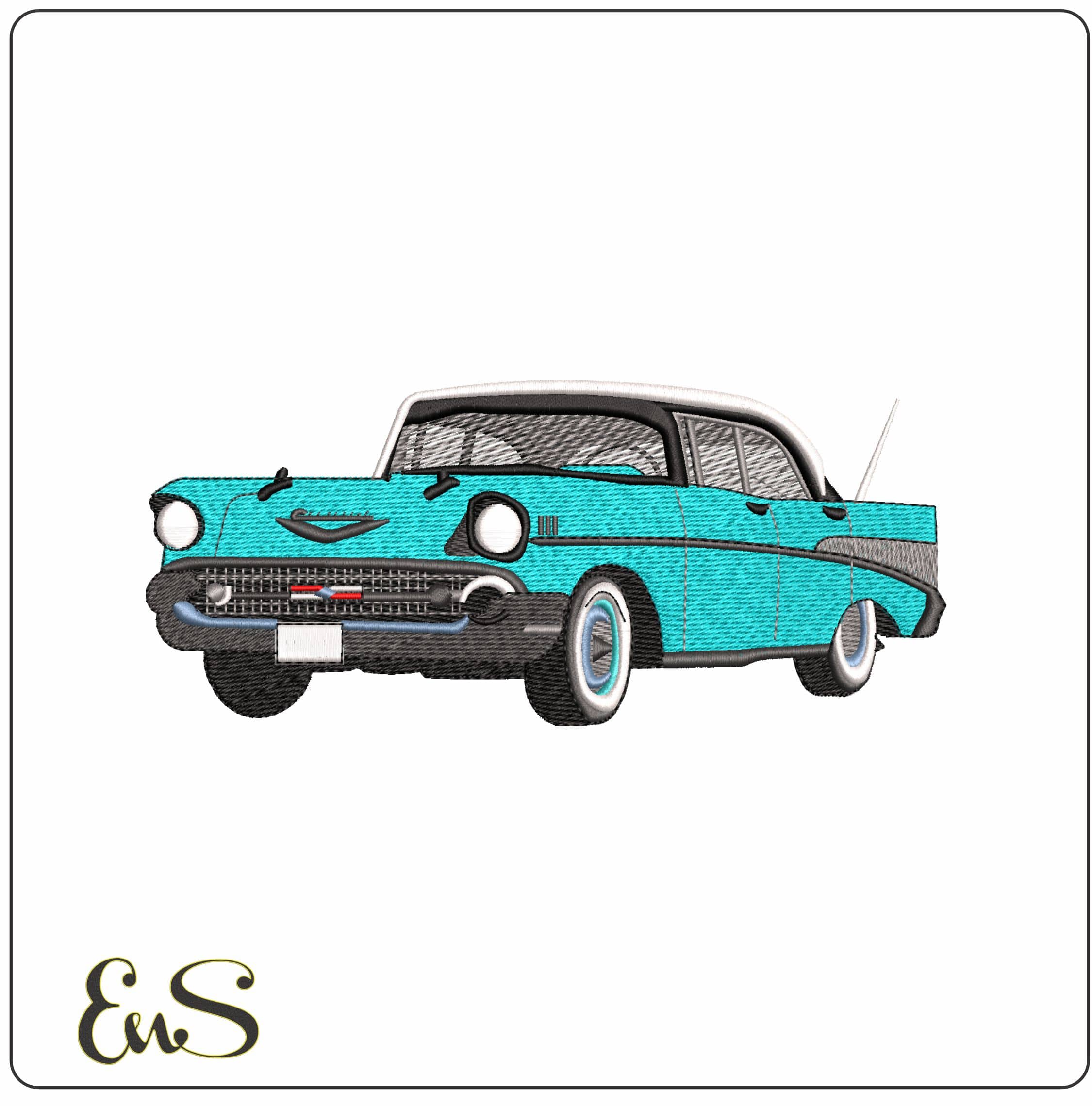 1957 Chevy Bel Air - Elegant embroidery design file - instant download