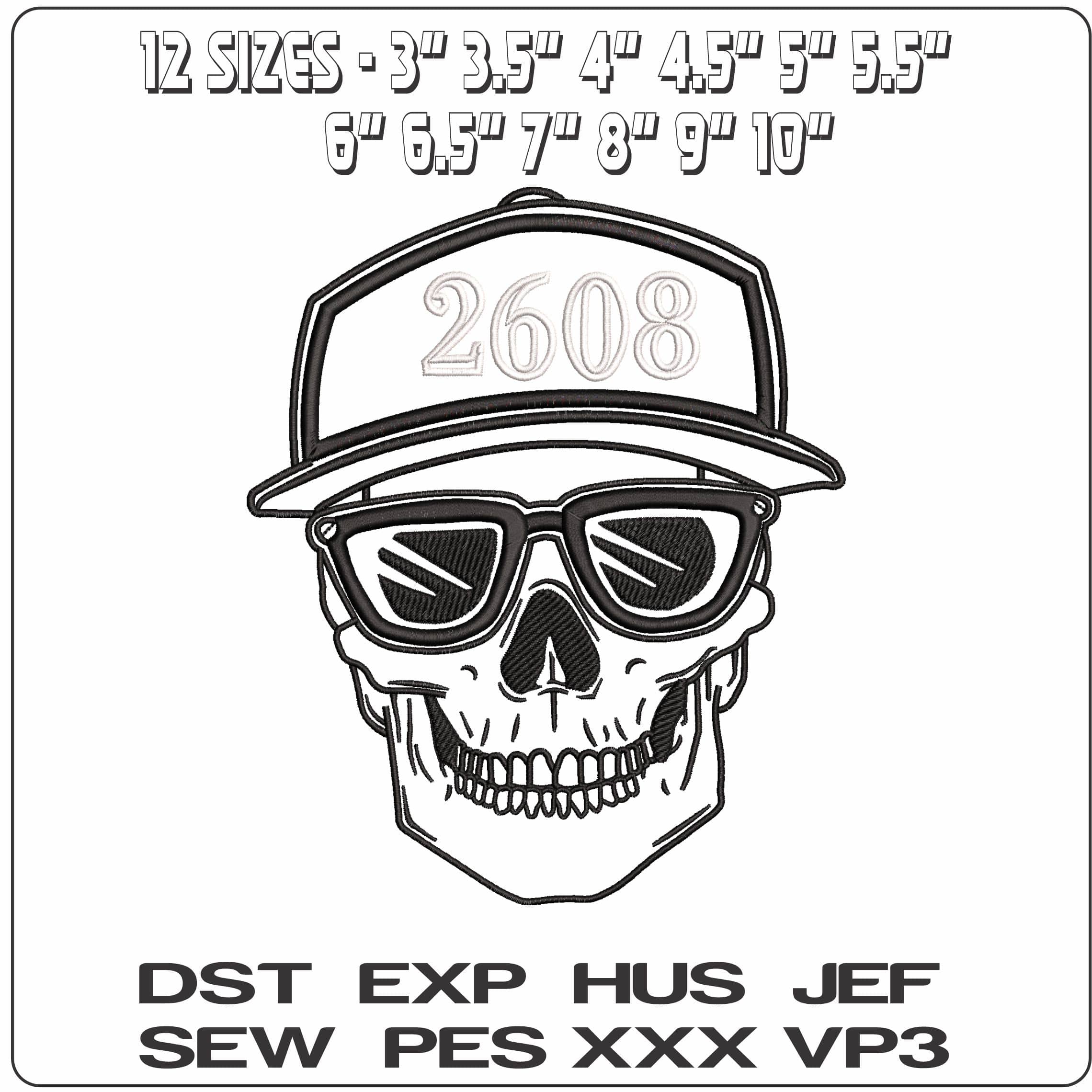 2608 Skull - Elegant embroidery design file - instant download — view 2