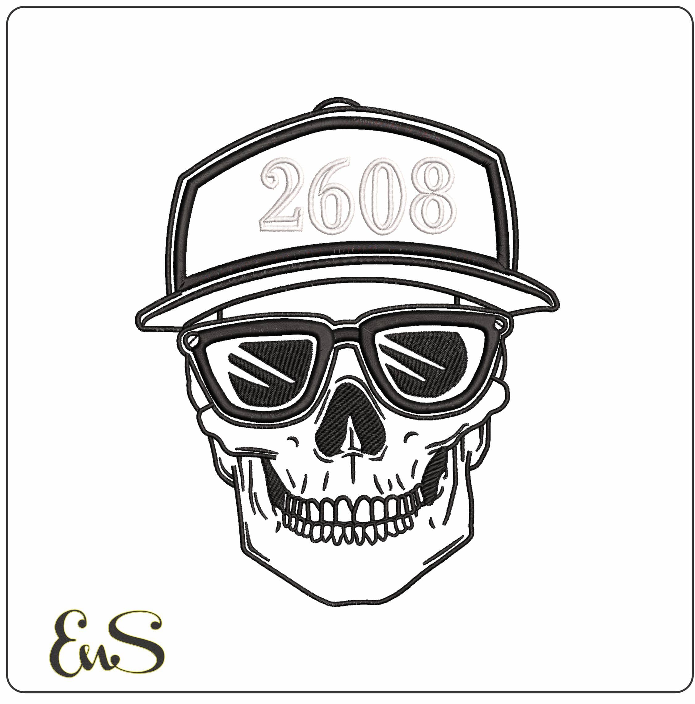 2608 Skull - Elegant embroidery design file - instant download