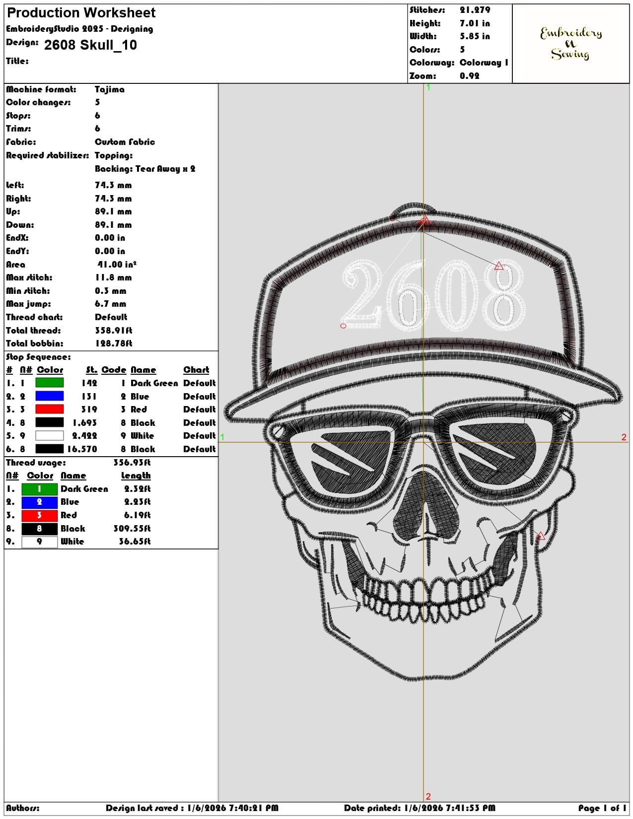 2608 Skull - Elegant embroidery design file - instant download — view 3