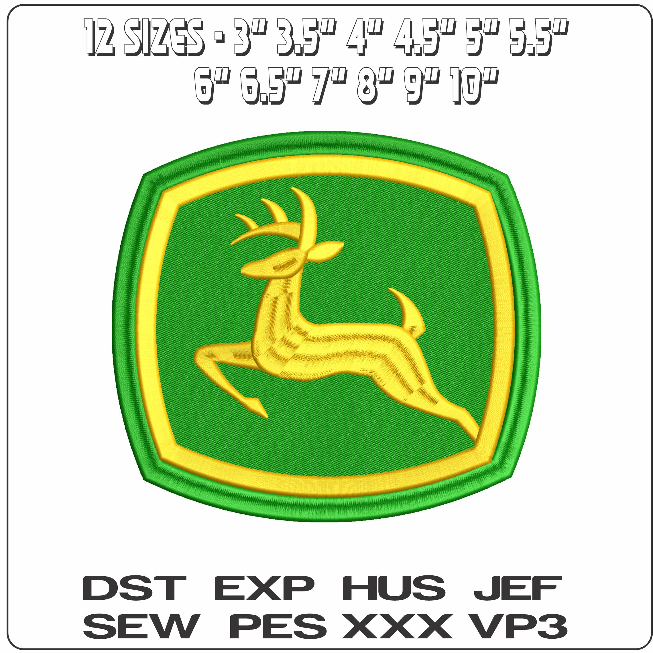 A John Deere 3D - Elegant embroidery design file - instant download — view 2
