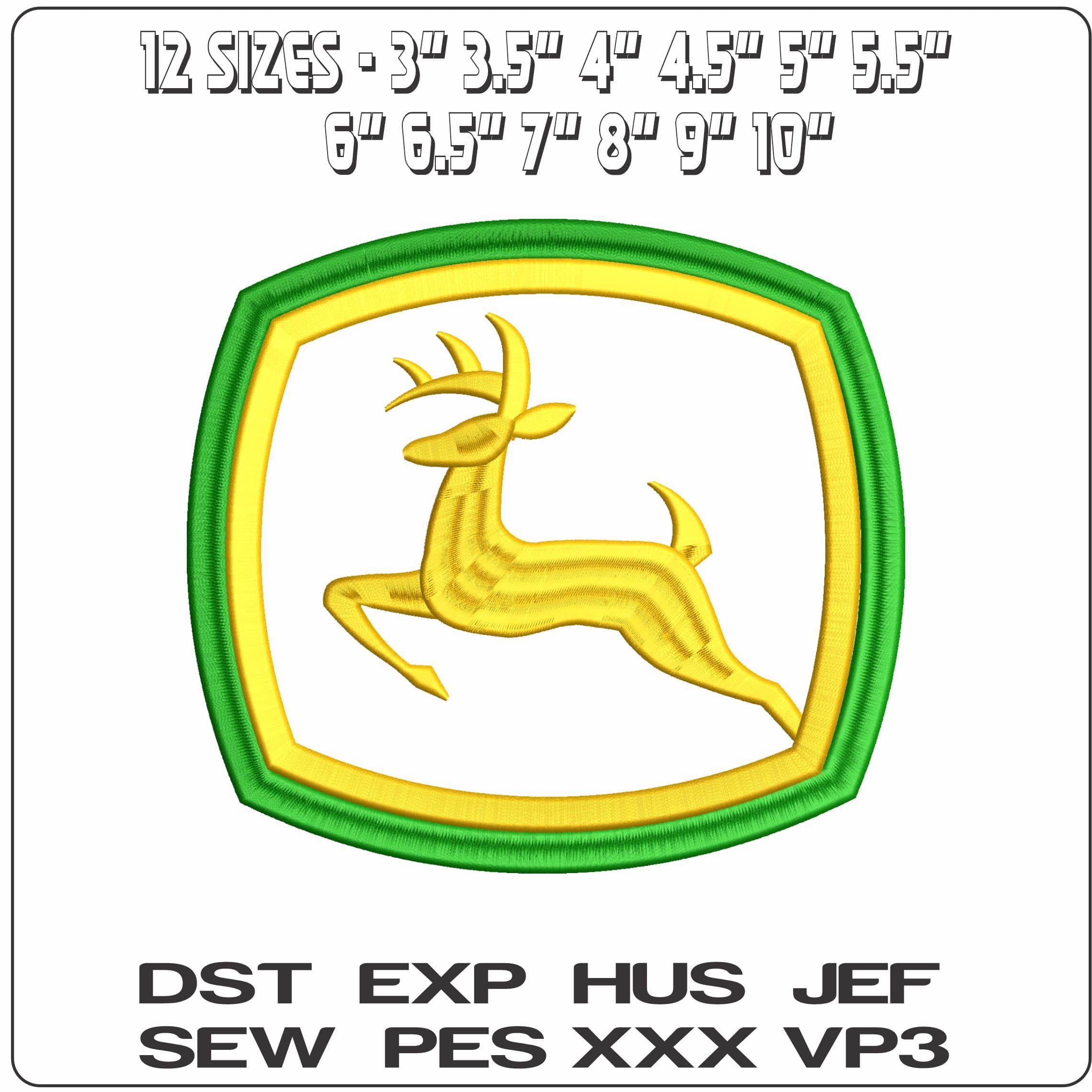 A John Deere 3D no Back Ground - Elegant embroidery design file - instant download — view 2