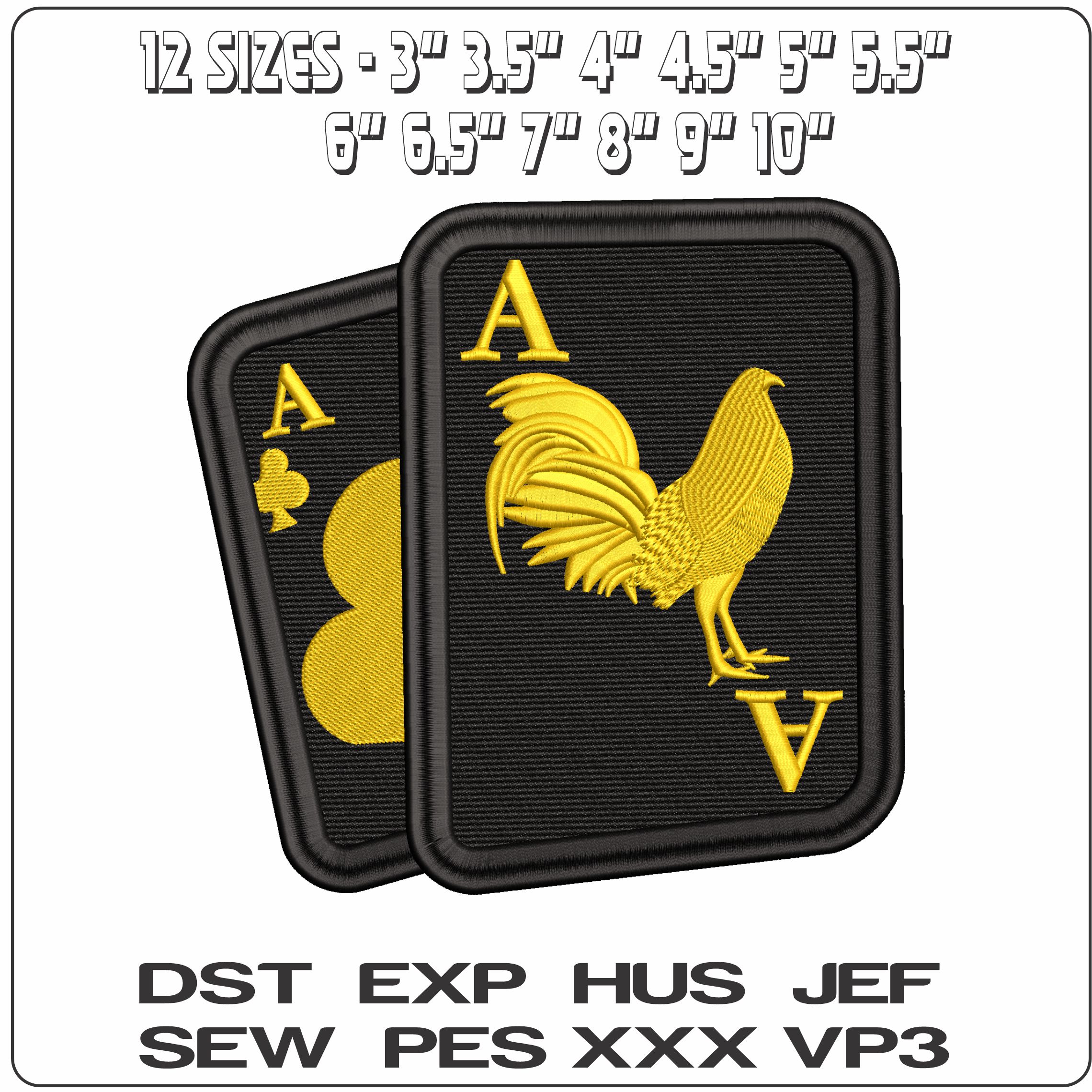 Aces Cockeral Background - Elegant embroidery design file - instant download — view 2