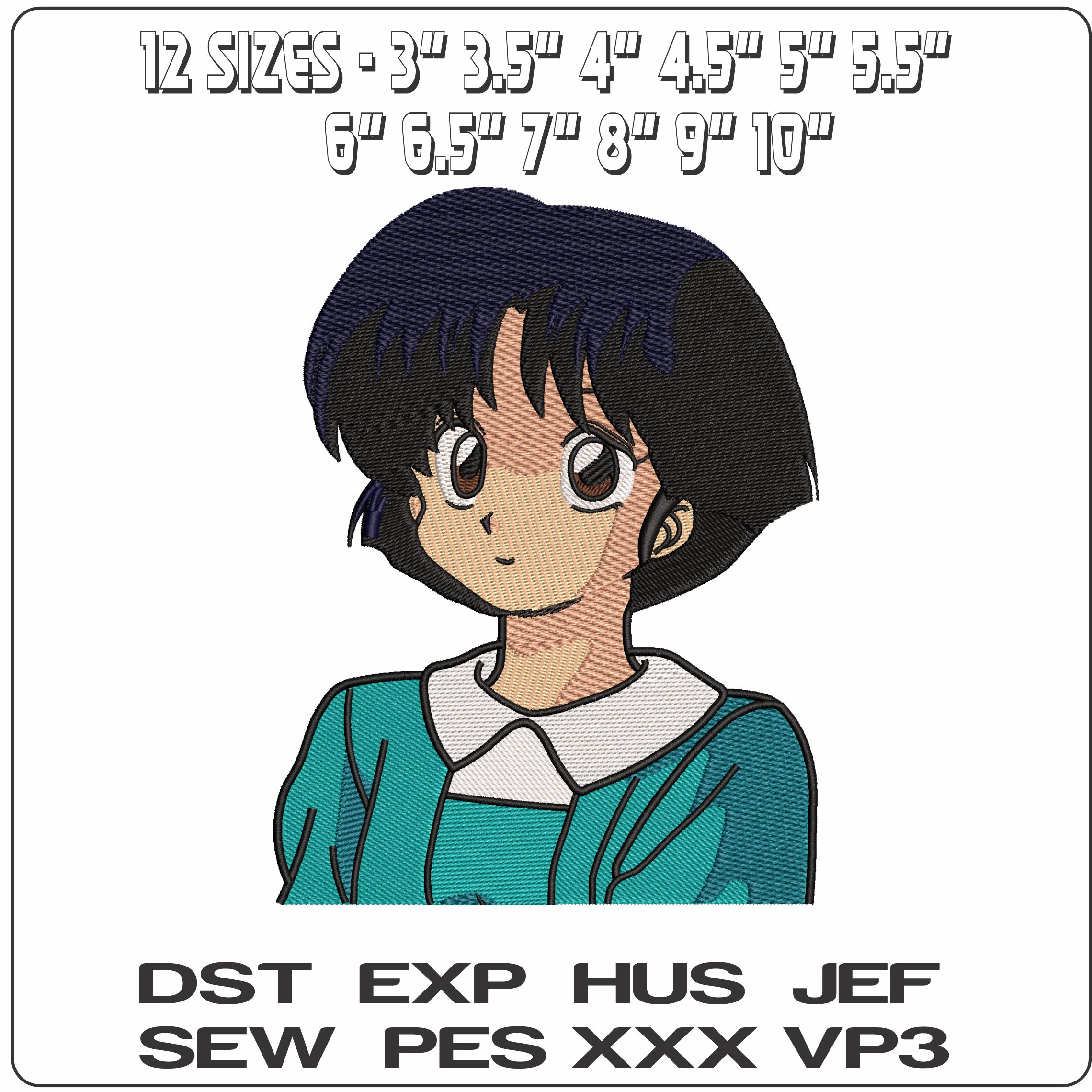 Akane Tendo Ranma Anime - Elegant embroidery design file - instant download — view 2