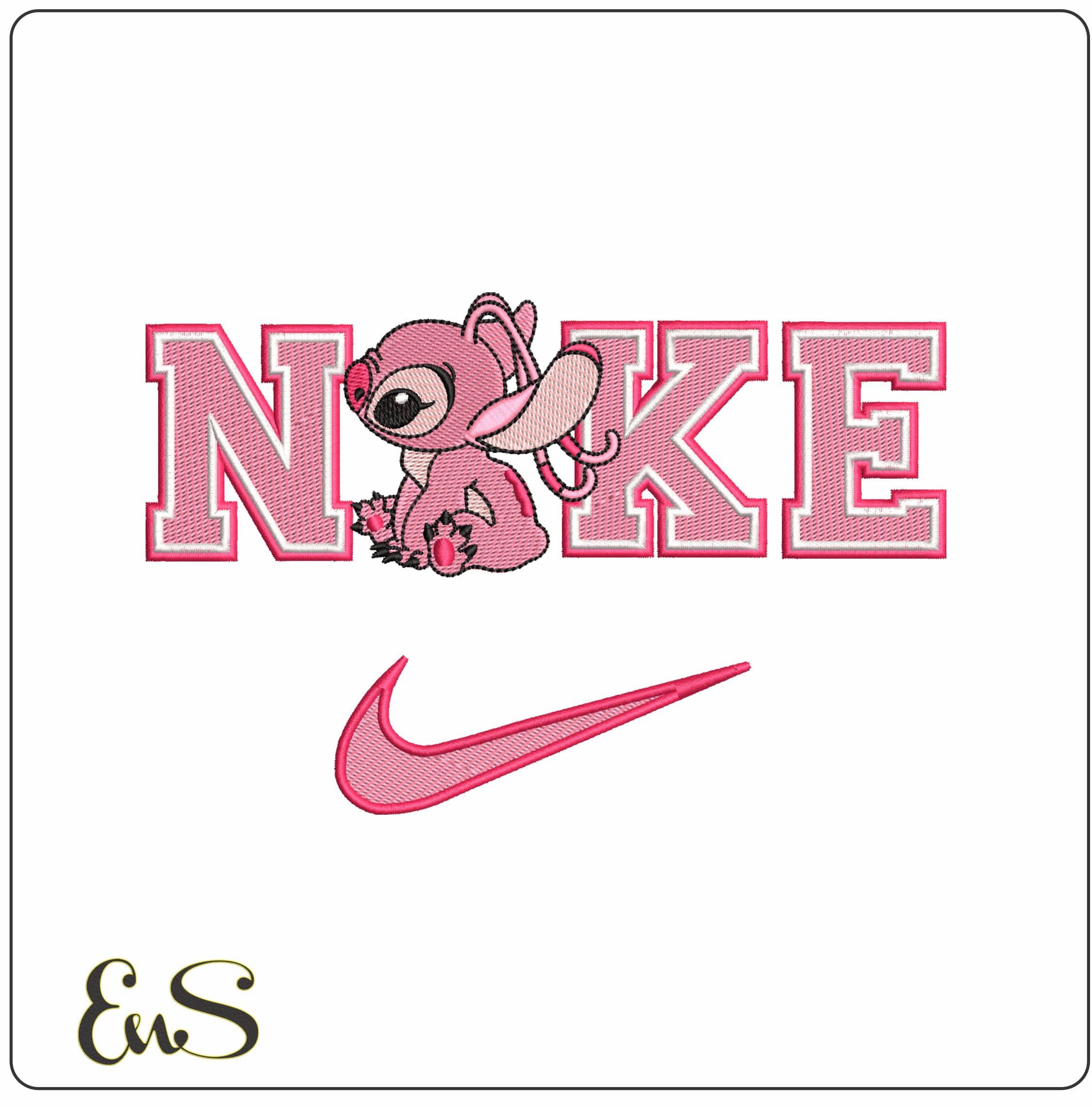 Angel Sitting Lilo Stitch - Elegant embroidery design file - instant download
