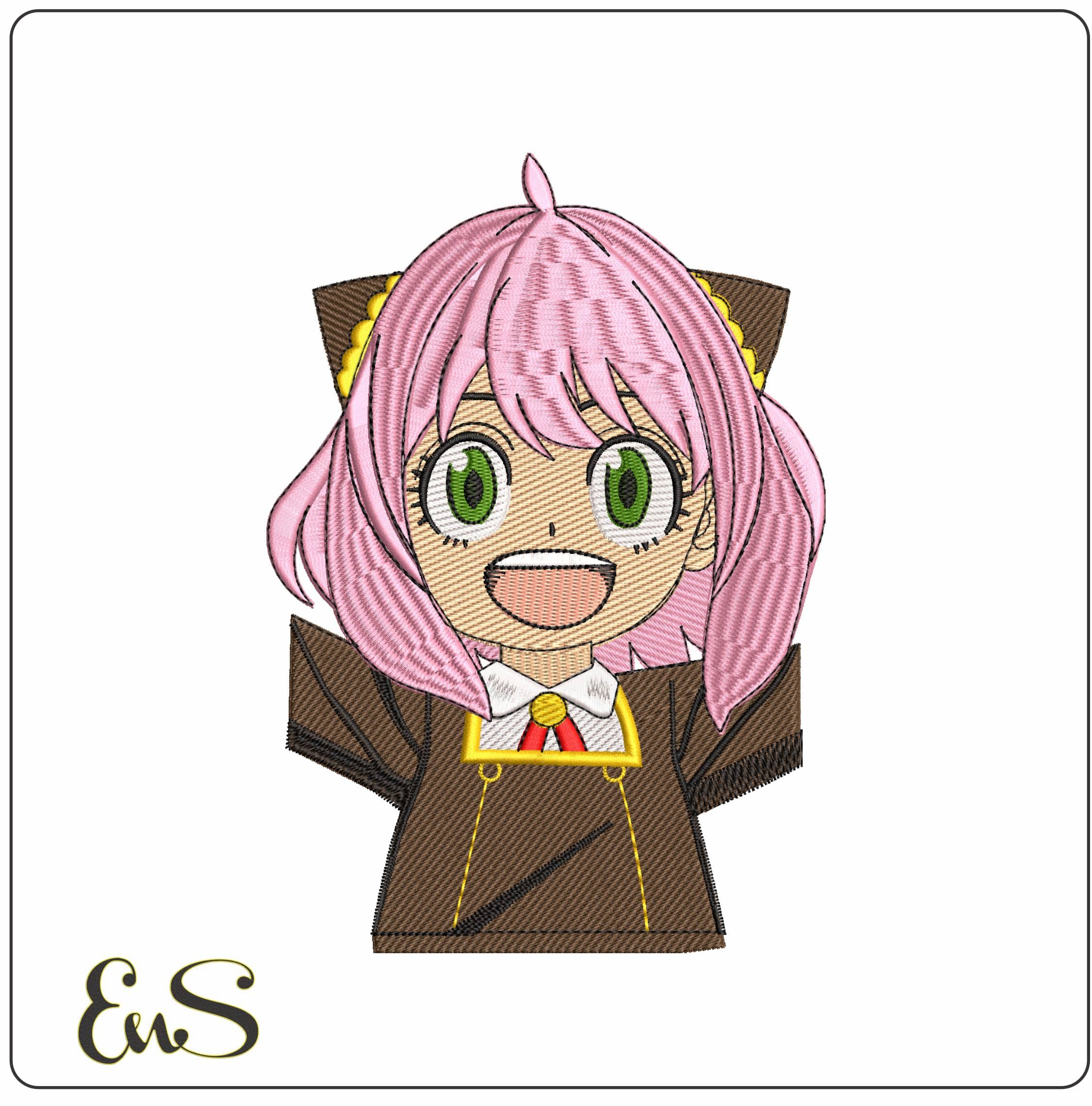 Anya Forger Cheering Spy x Family Anime - Elegant embroidery design file - instant download