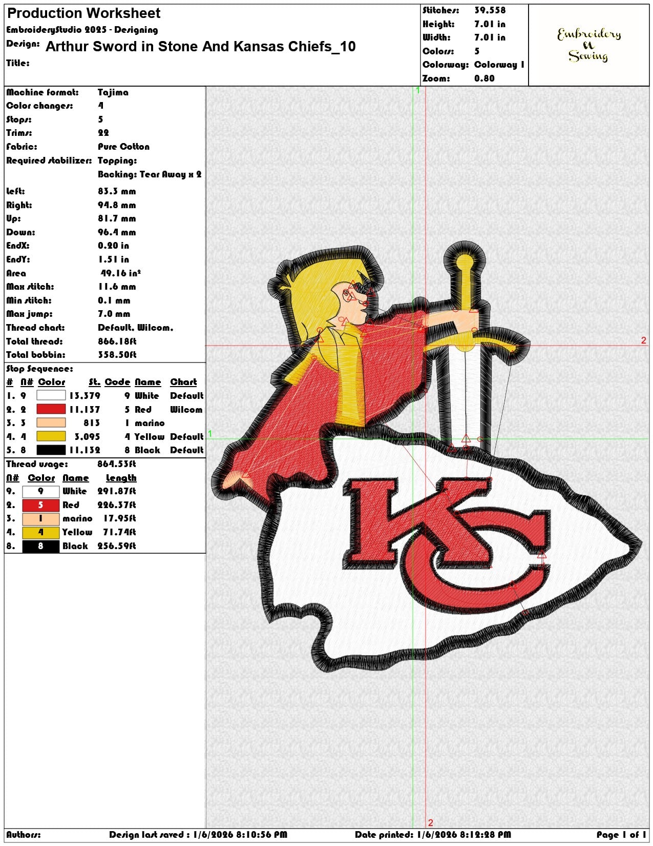 Arthur Sword in Stone And Kansas Chiefs - Elegant embroidery design file - instant download — view 3