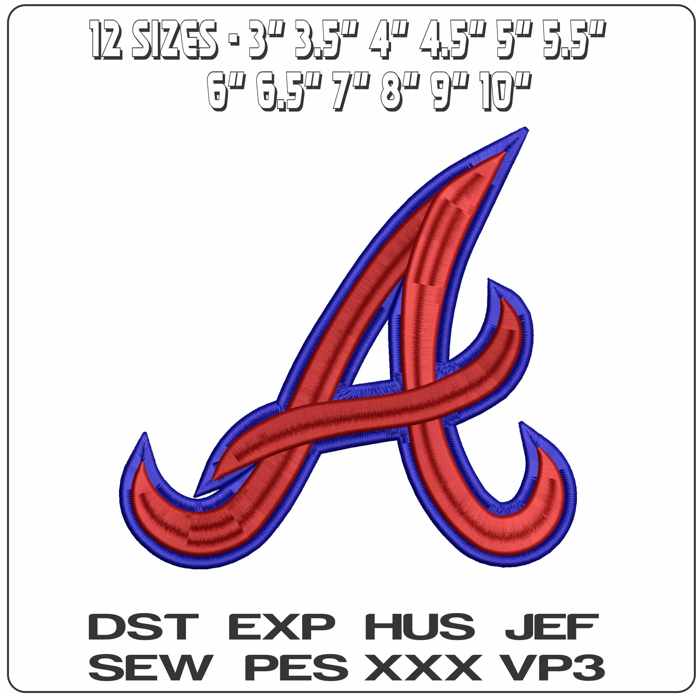 Atlanta Braves 3d - Elegant embroidery design file - instant download — view 2