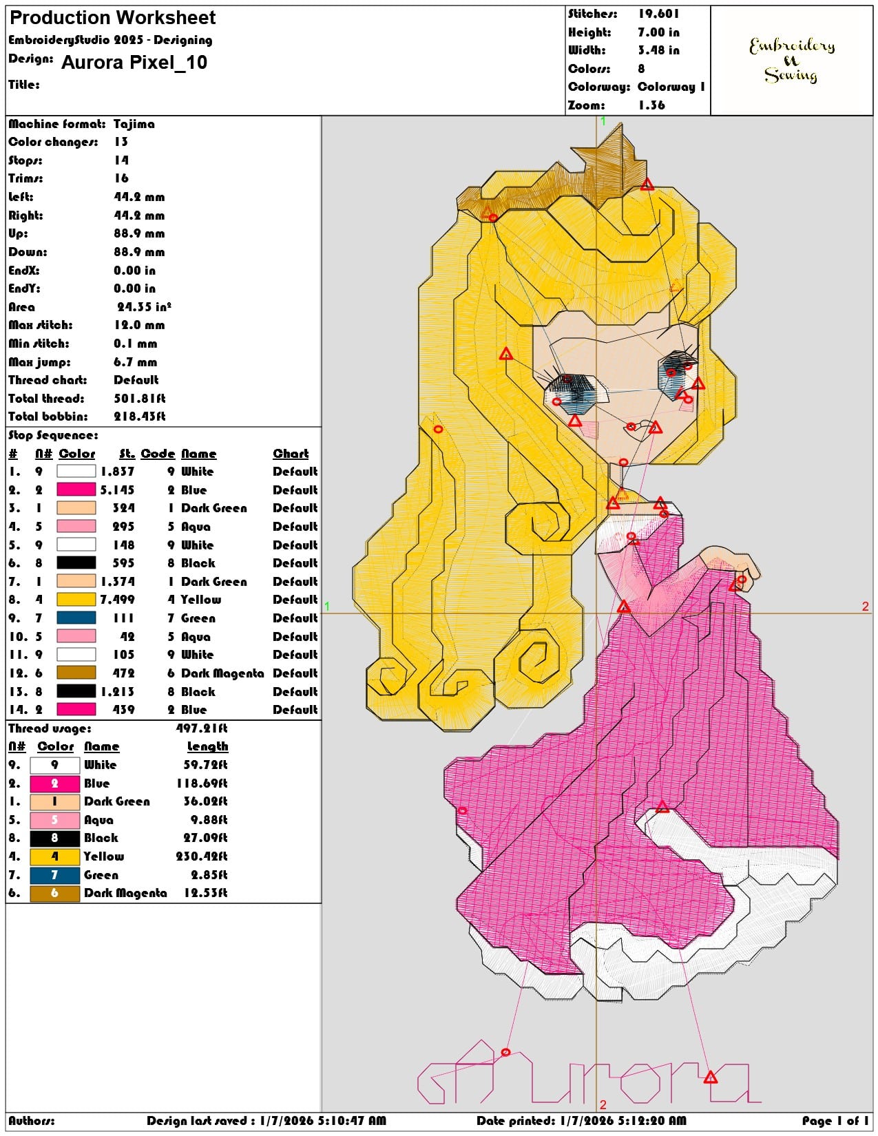 Aurora Pixel - Elegant embroidery design file - instant download — view 3