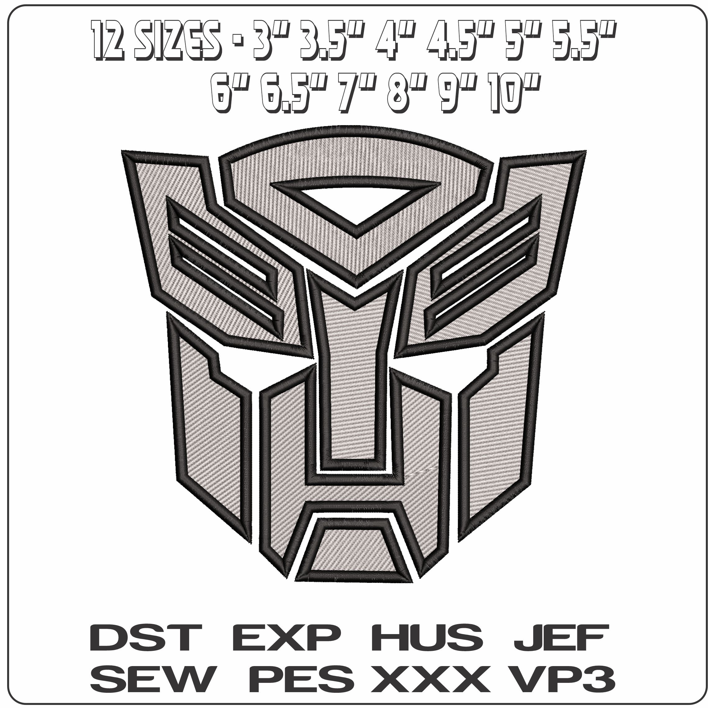 Autobots Logo Transformers - Elegant embroidery design file - instant download — view 2
