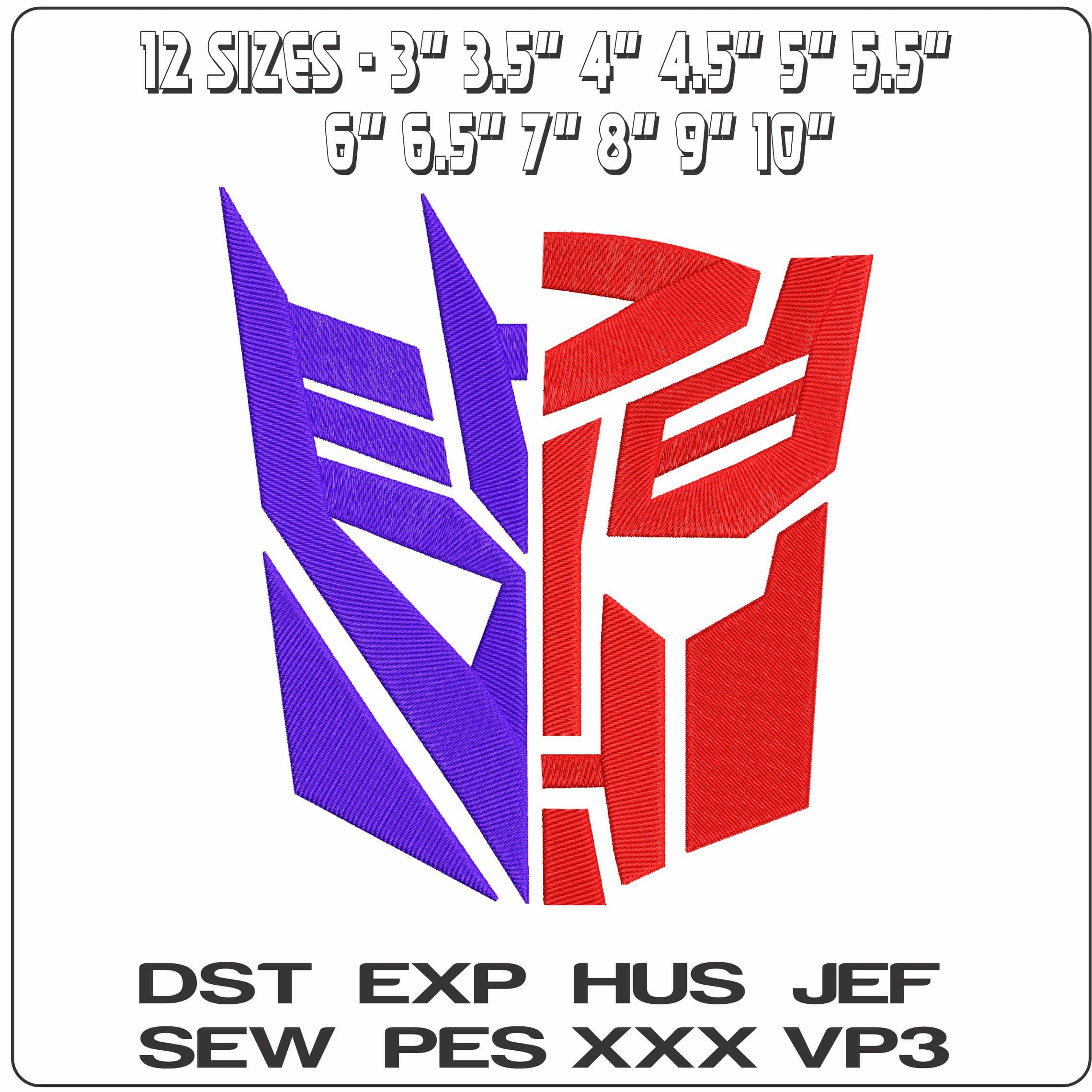 Autobots vs Deceptiocons - Elegant embroidery design file - instant download — view 2