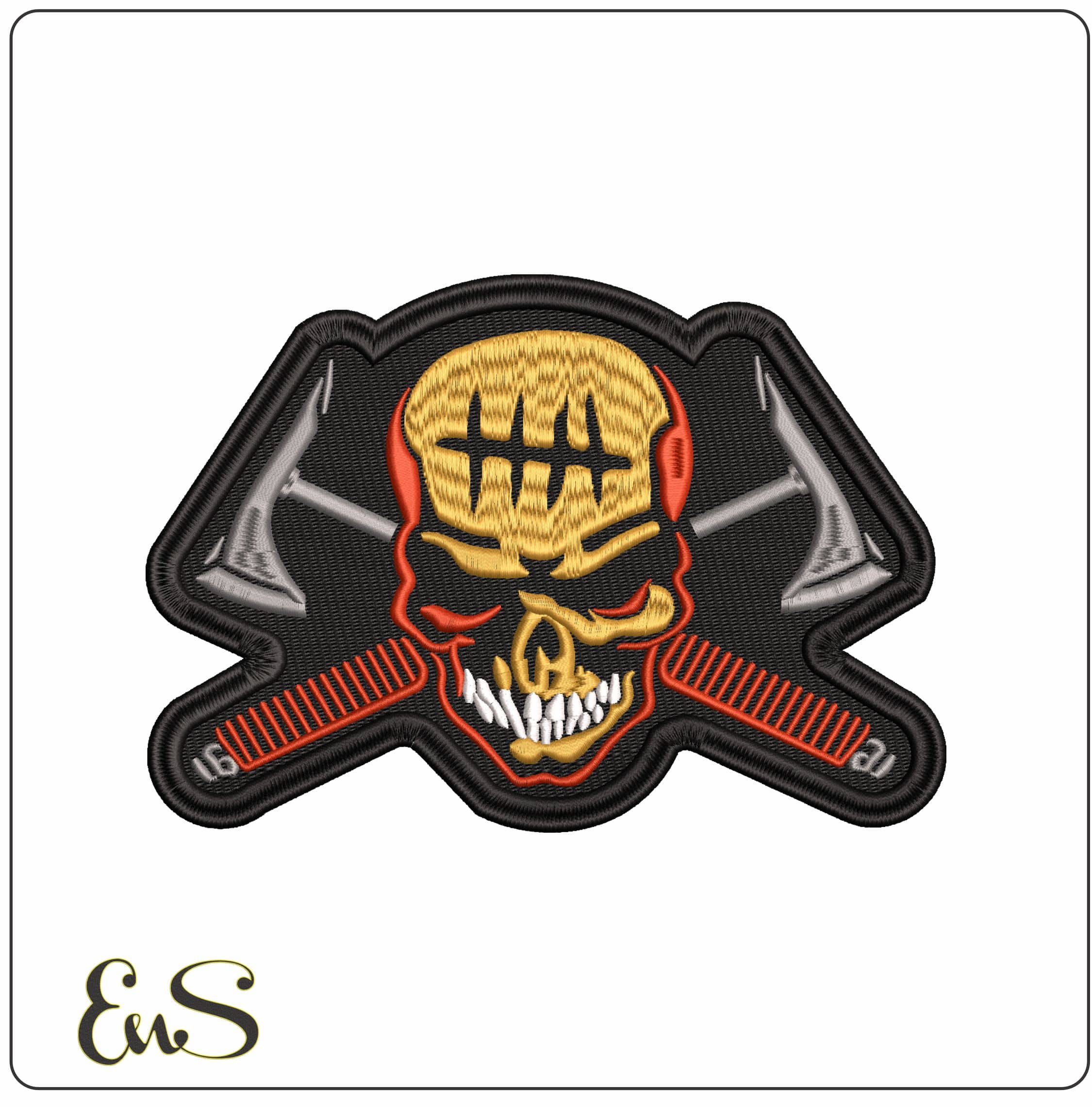 Axes and Skull - Elegant embroidery design file - instant download