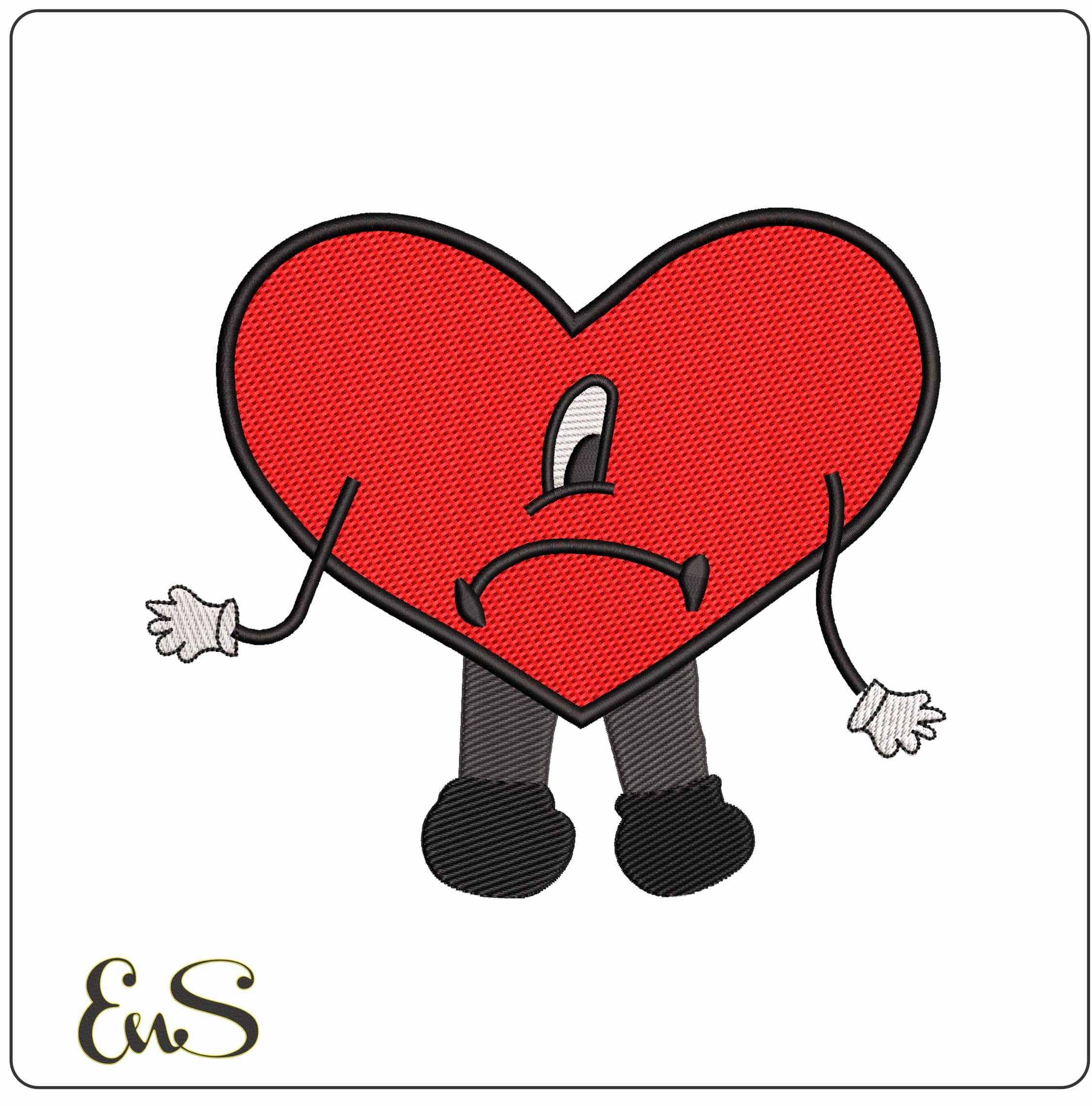 Bad Bunny Love Heart - Elegant embroidery design file - instant download