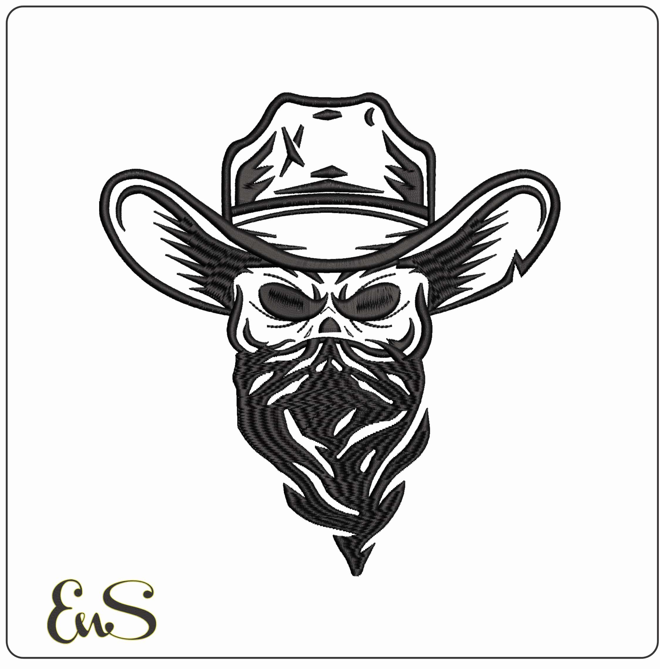 Bandit Skull - Elegant embroidery design file - instant download