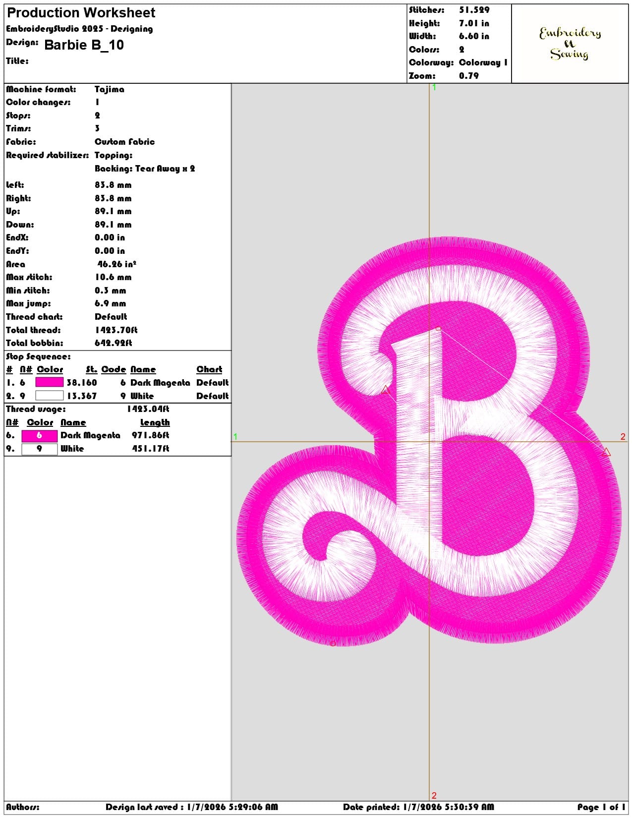 Barbie B - Elegant embroidery design file - instant download — view 3