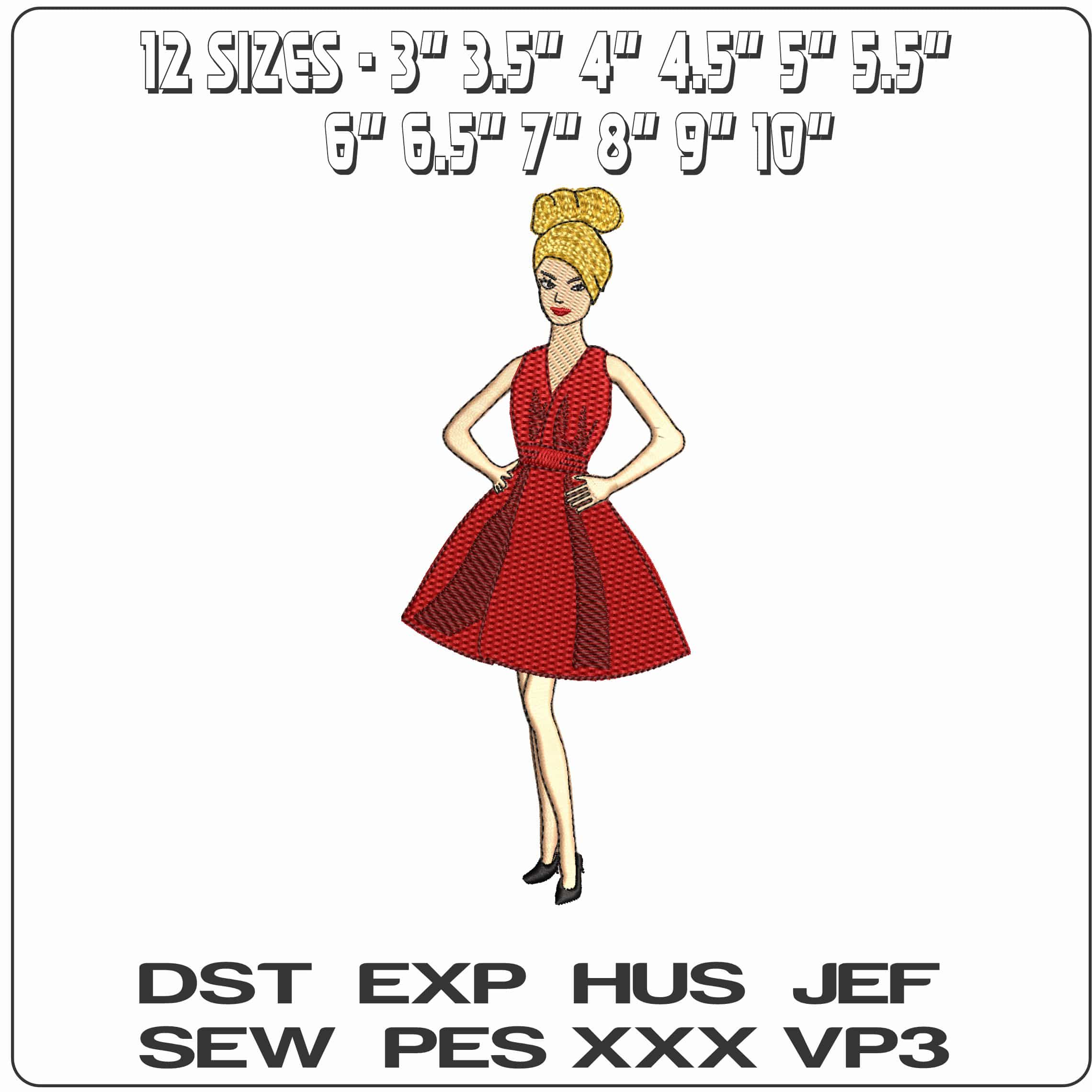 Barbie Doll - Elegant embroidery design file - instant download — view 2