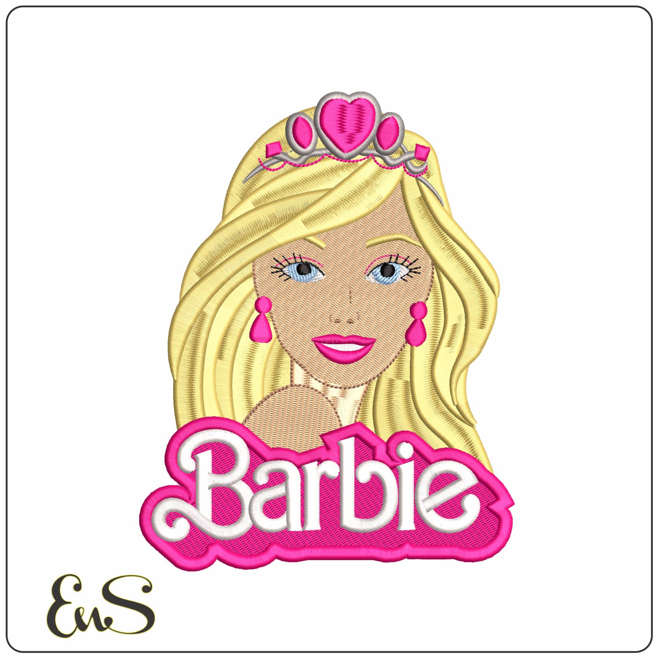 Barbie Face and Name - Elegant embroidery design file - instant download