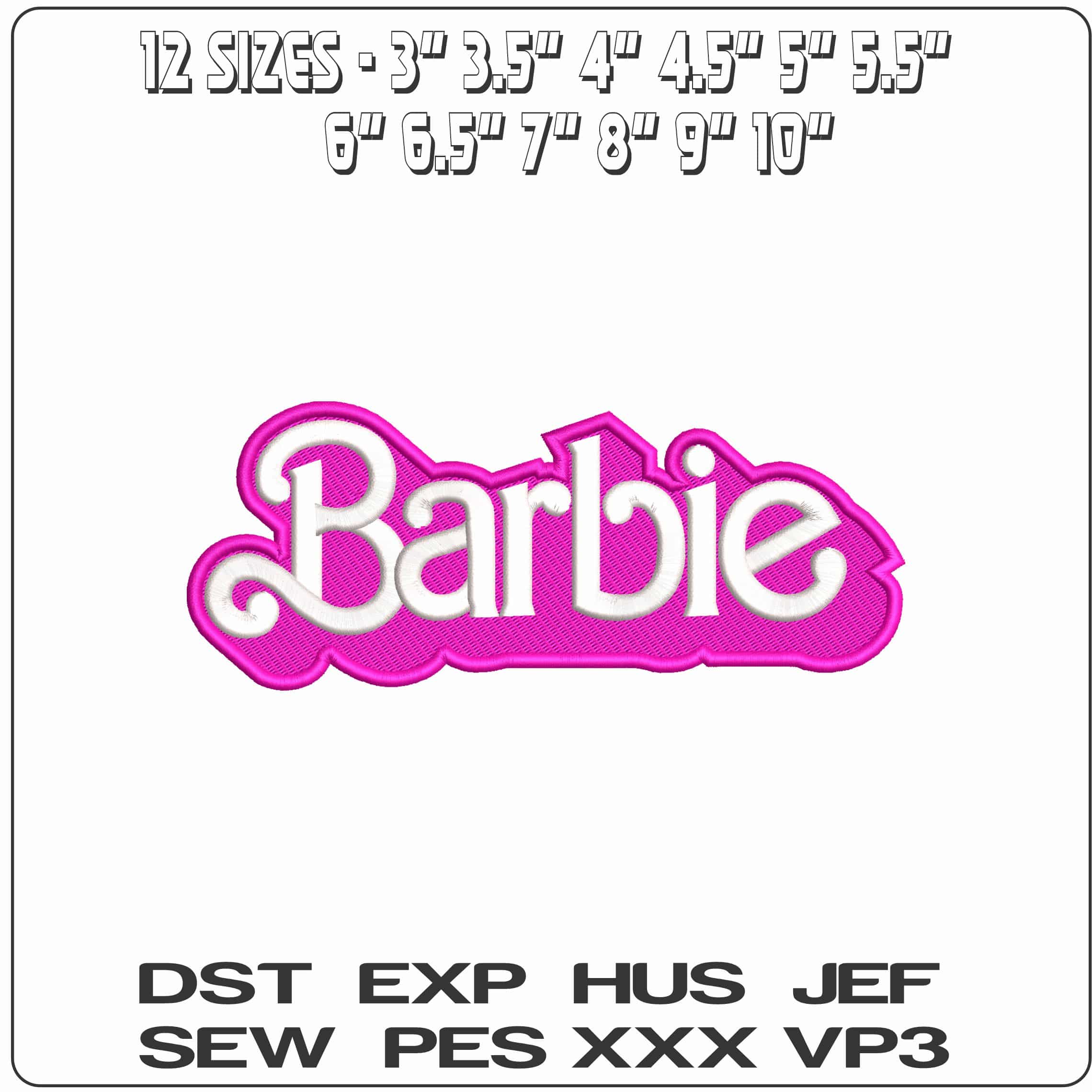 Barbie Name and Brand - Elegant embroidery design file - instant download — view 2