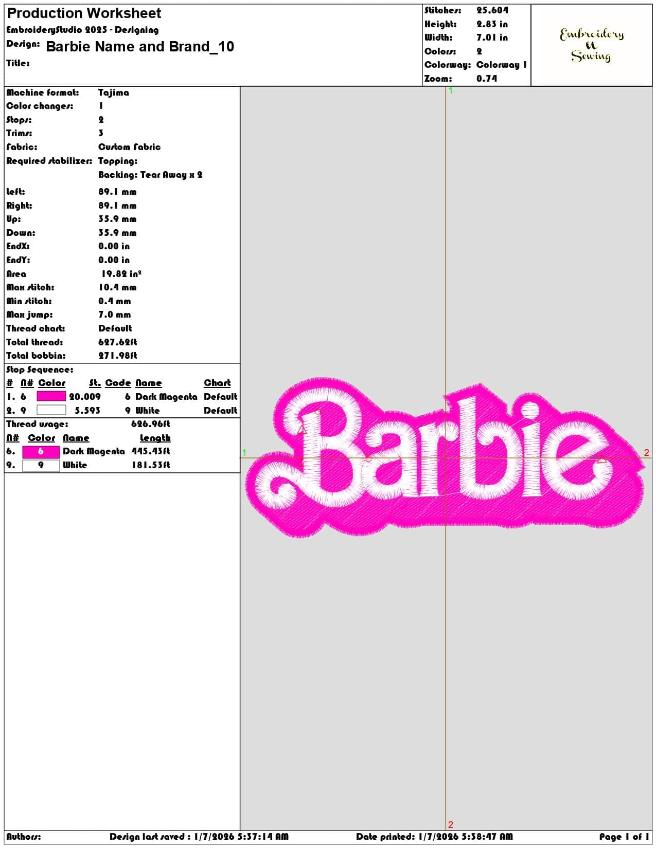 Barbie Name and Brand - Elegant embroidery design file - instant download — view 3