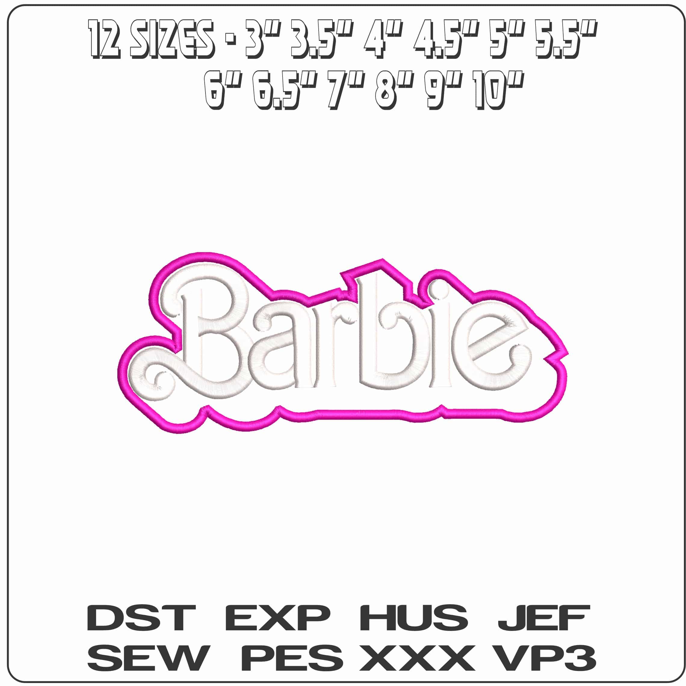 Barbie Name no Background - Elegant embroidery design file - instant download — view 2