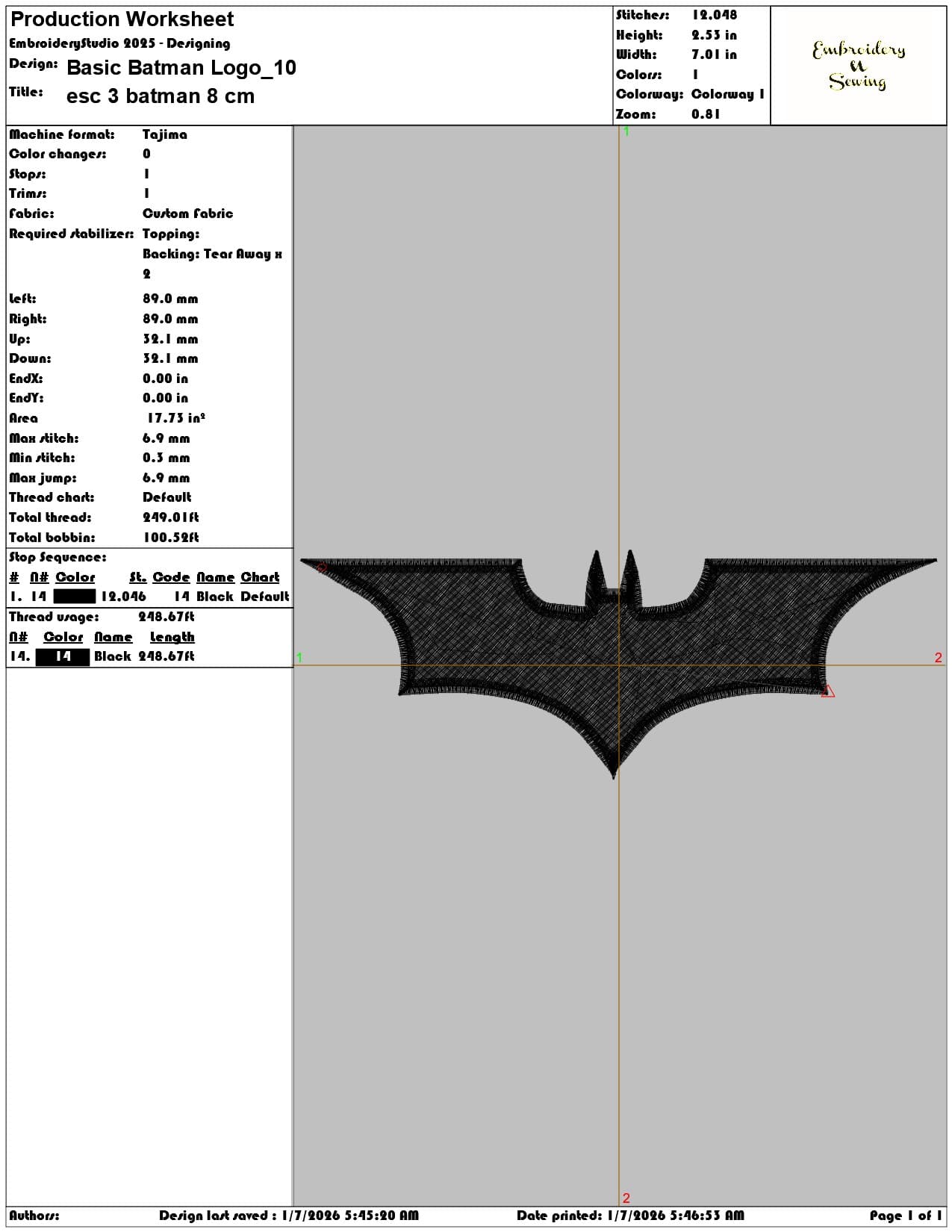Basic Batman Logo - Elegant embroidery design file - instant download — view 3