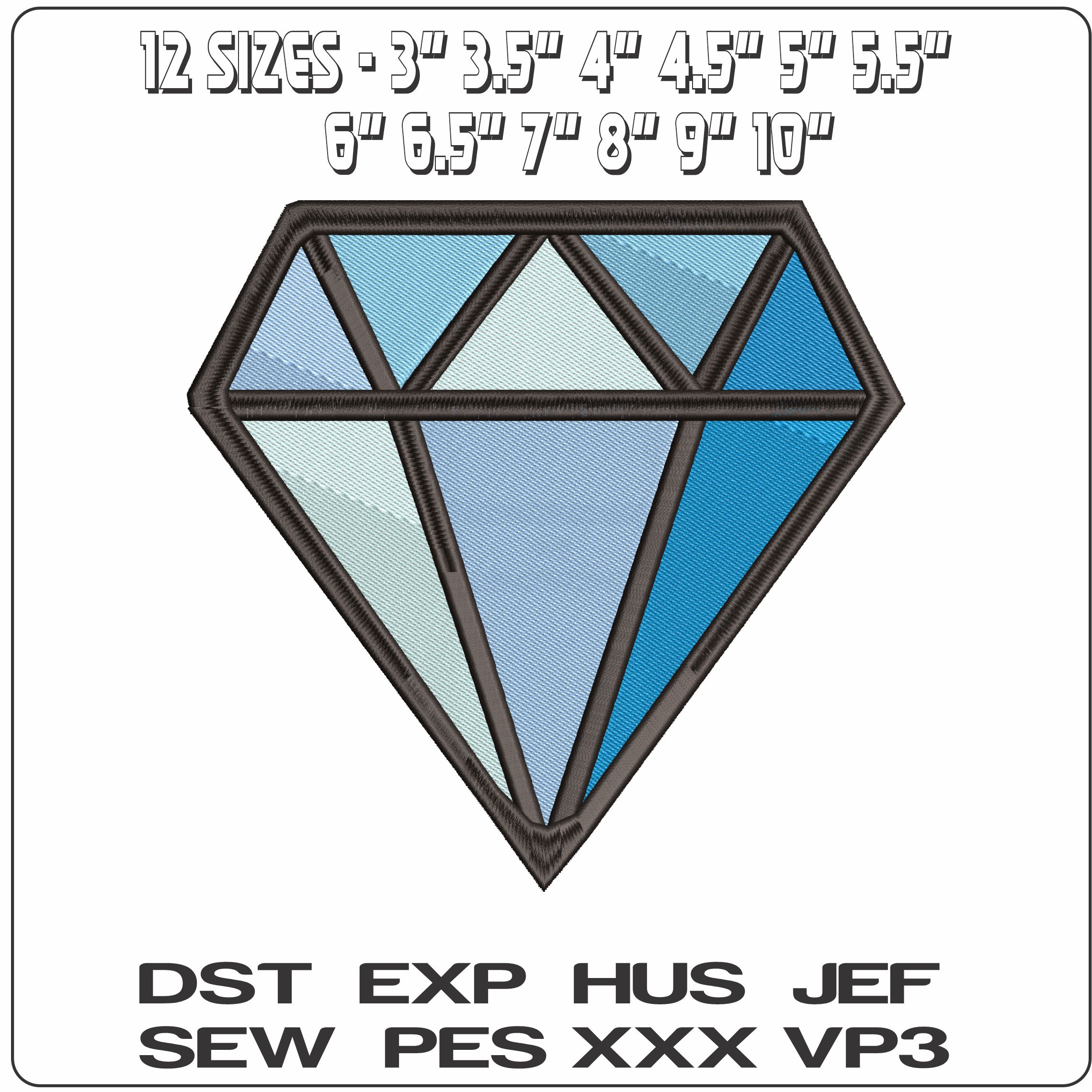 Basic Diamond - Elegant embroidery design file - instant download — view 2