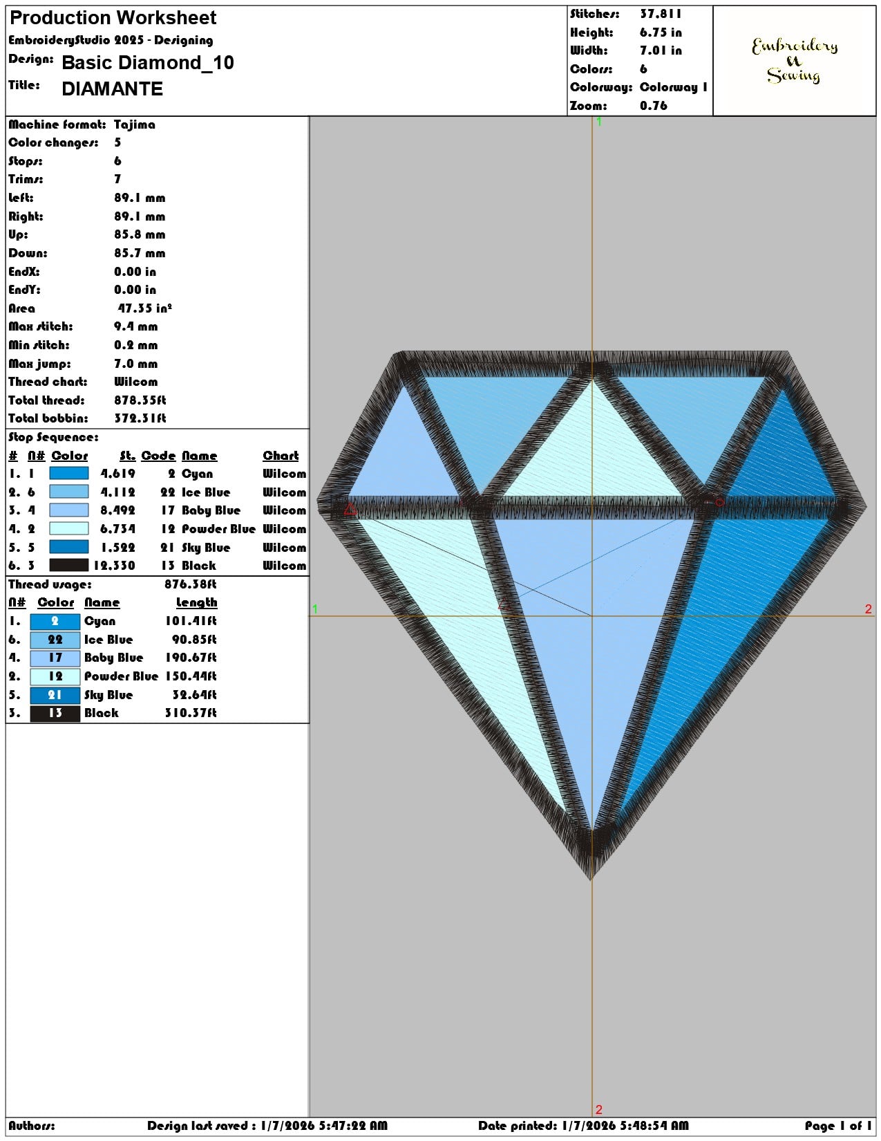 Basic Diamond - Elegant embroidery design file - instant download — view 3