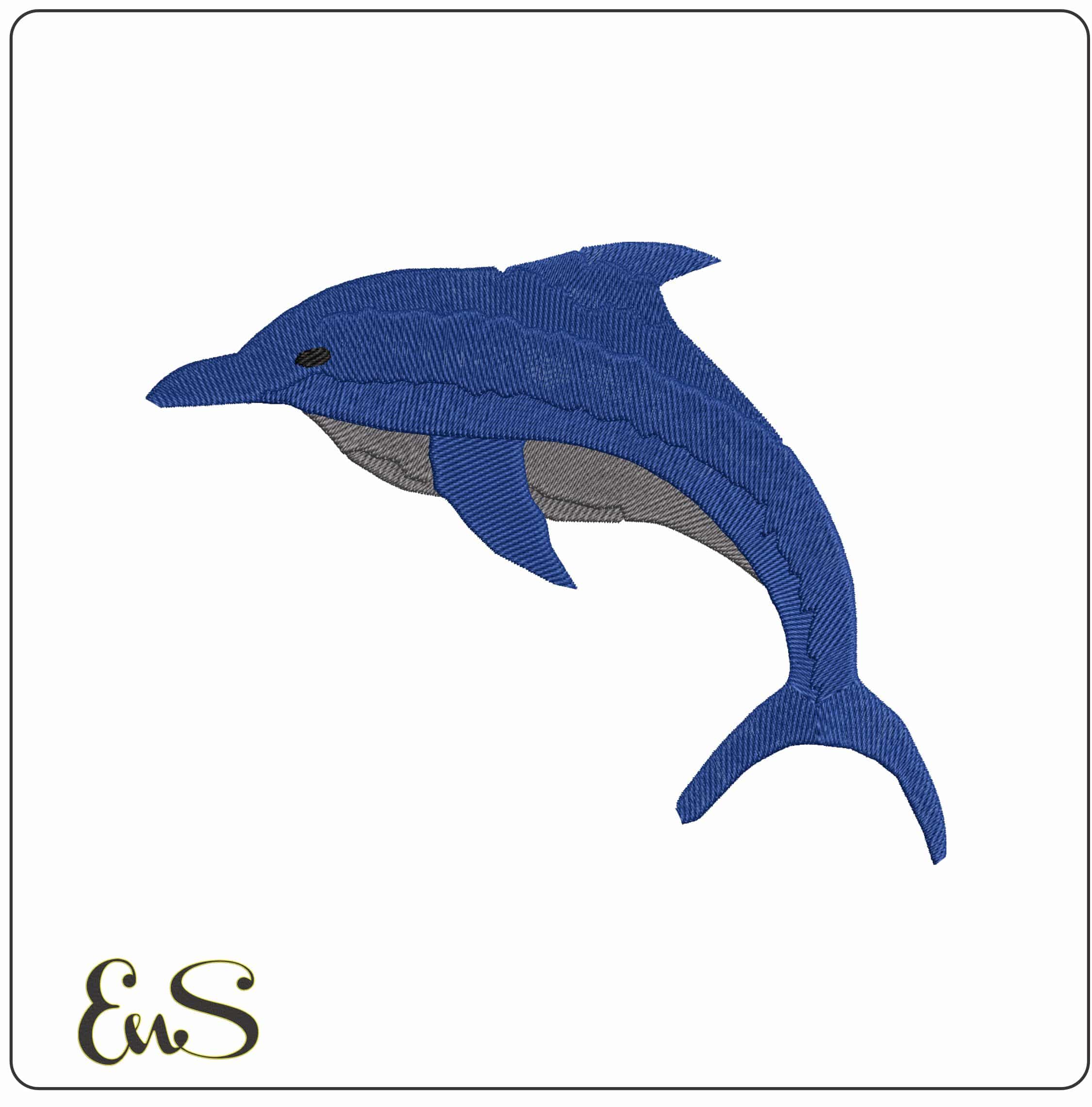 Basic Dolphin - Elegant embroidery design file - instant download
