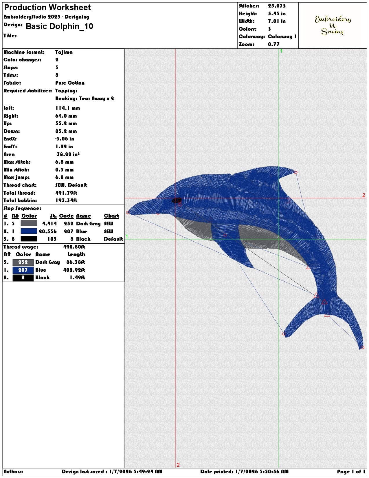 Basic Dolphin - Elegant embroidery design file - instant download — view 3