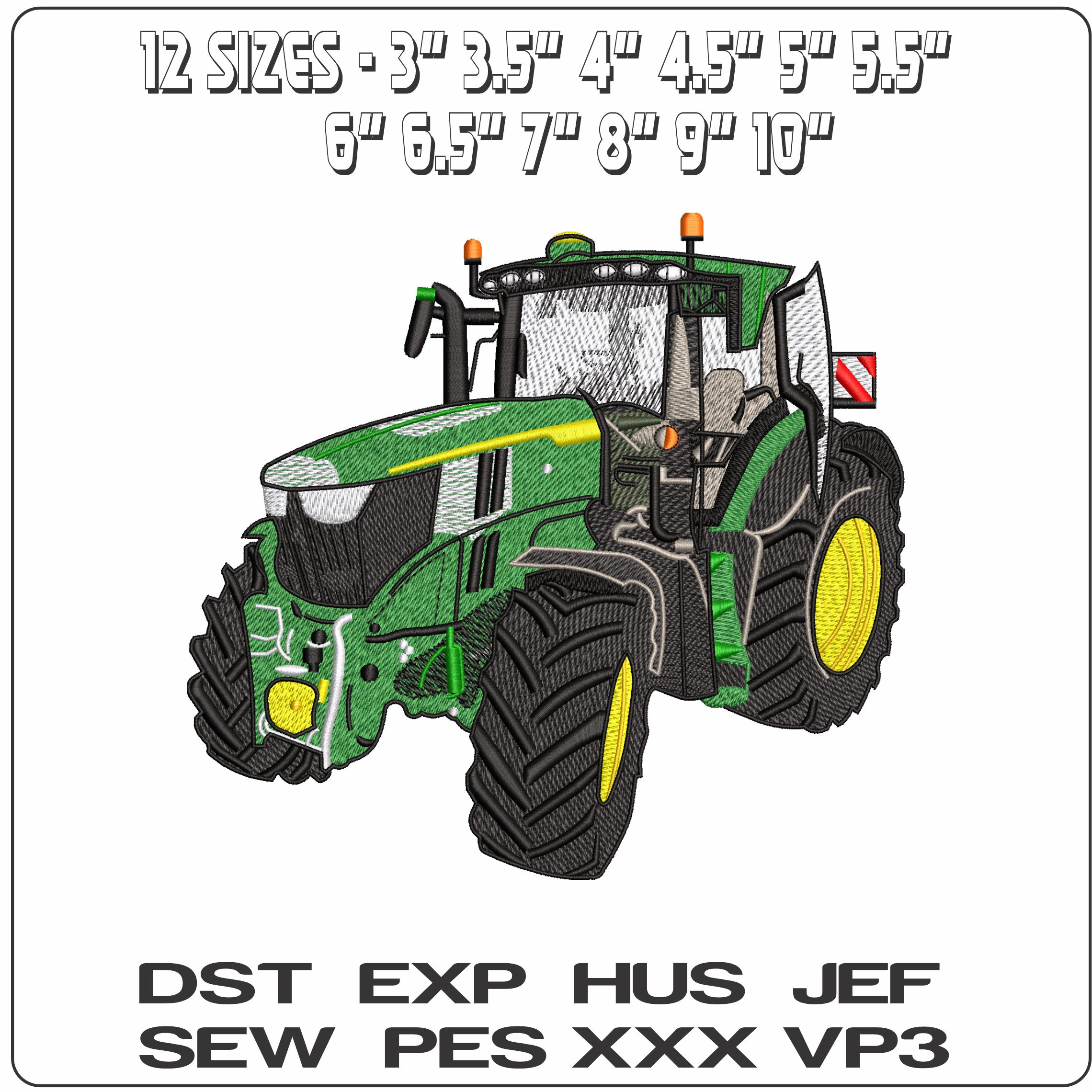 Basic Tractor - Elegant embroidery design file - instant download — view 2